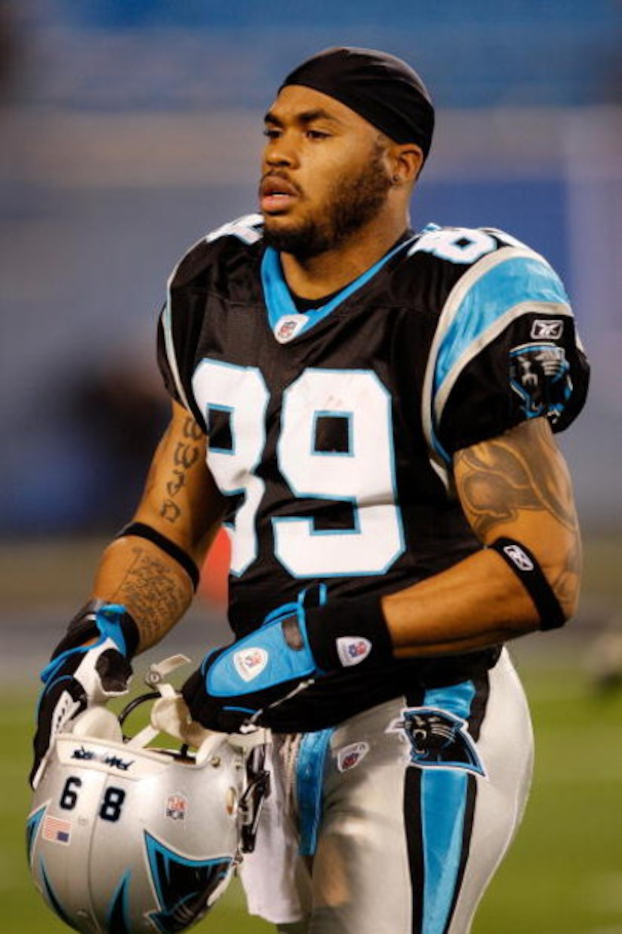 CHARLOTTE, NC - JANUARY 10:  Wide receiver Steve Smith #89 of the Carolina Panthers looks on during warm-ups before the game against the Arizona Cardinals during the NFC Divisional Playoff Game on January 10, 2009 at Bank of America Stadium in Charlotte, 