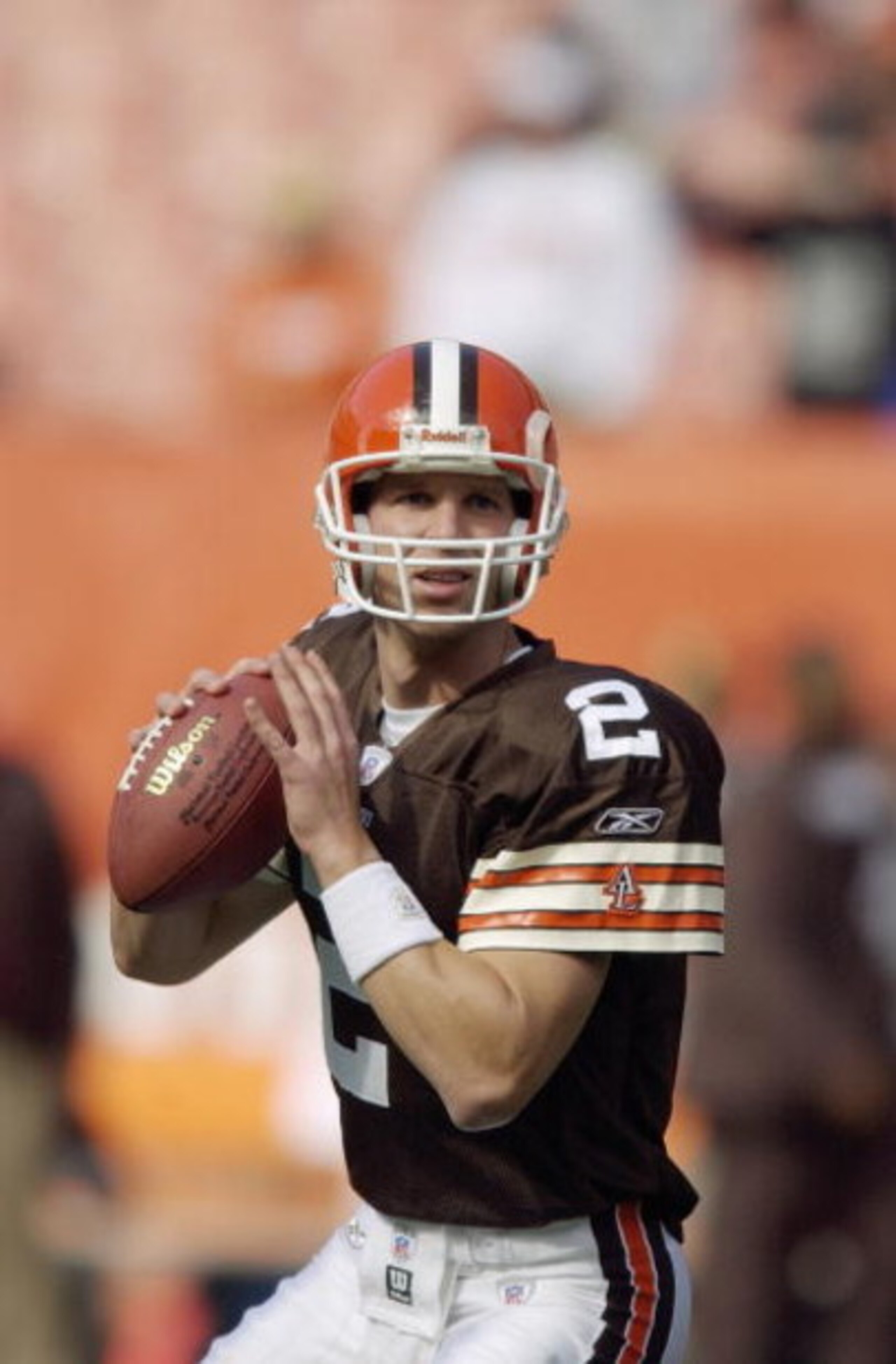 CLEVELAND, OH - OCTOBER 12: Tim Couch #2 of the Cleveland Browns warms up prior to the game against the Oakland Raiders on October 12, 2003 at Cleveland Browns Stadium in Cleveland, Ohio. The Browns defeated the Raiders 13-7 (Photo by David Maxwell/Gett CLEVELAND, OH - OCTOBER 12: Tim Couch #2 of the Cleveland Browns warms up prior to the game against the Oakland Raiders on October 12, 2003 at Cleveland Browns Stadium in Cleveland, Ohio. The Browns defeated the Raiders 13-7 (Photo by David Maxwell/Gett