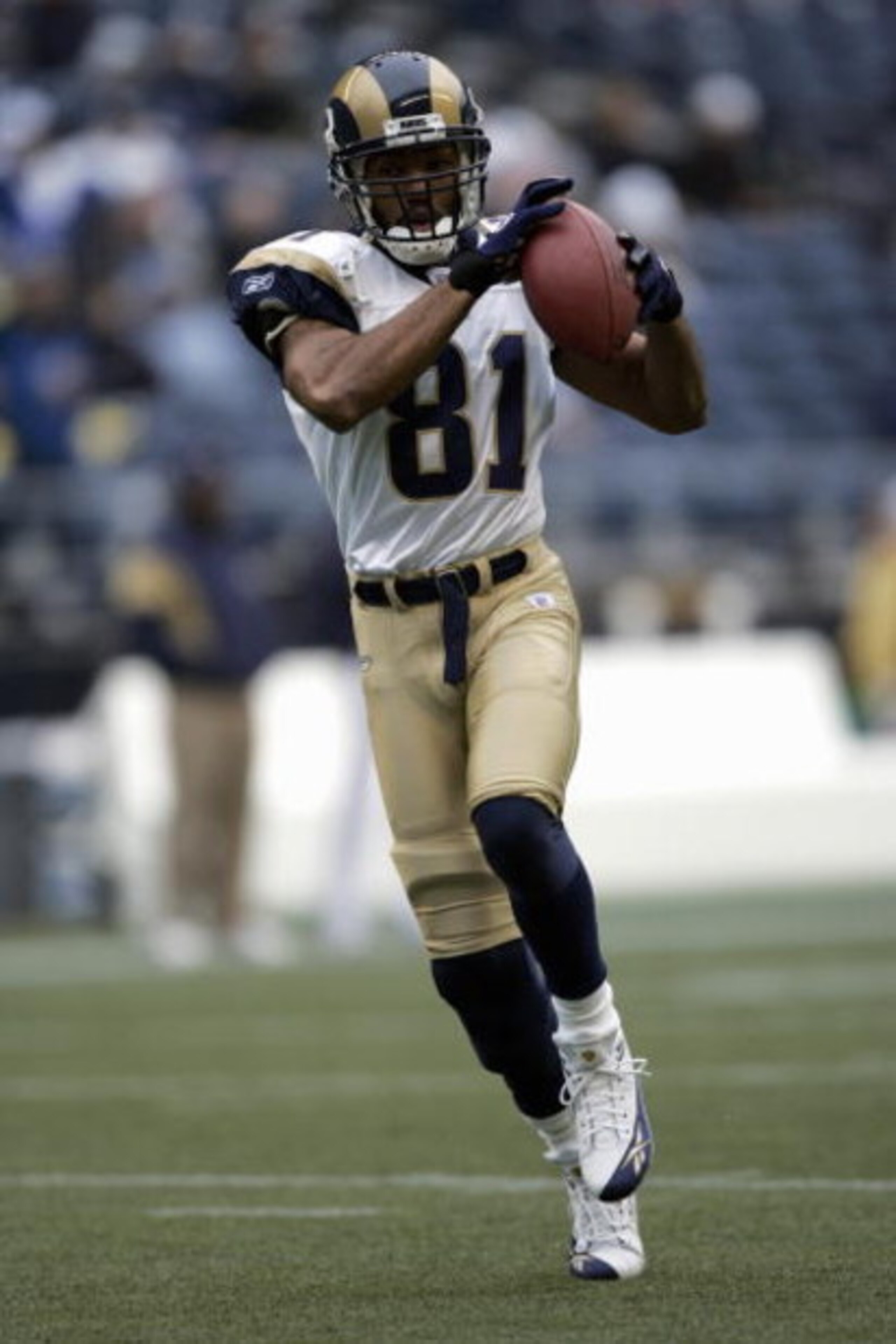 SEATTLE - NOVEMBER 13: Torry Holt #81 of the St. Louis Rams makes a catch during the game with the Seattle Seahawks at Qwest Field on November 13, 2005 in Seattle, Washington. The Seahawks won 31-16. (Photo by Otto Greule Jr/Getty Images) SEATTLE - NOVEMBER 13: Torry Holt #81 of the St. Louis Rams makes a catch during the game with the Seattle Seahawks at Qwest Field on November 13, 2005 in Seattle, Washington. The Seahawks won 31-16. (Photo by Otto Greule Jr/Getty Images)
