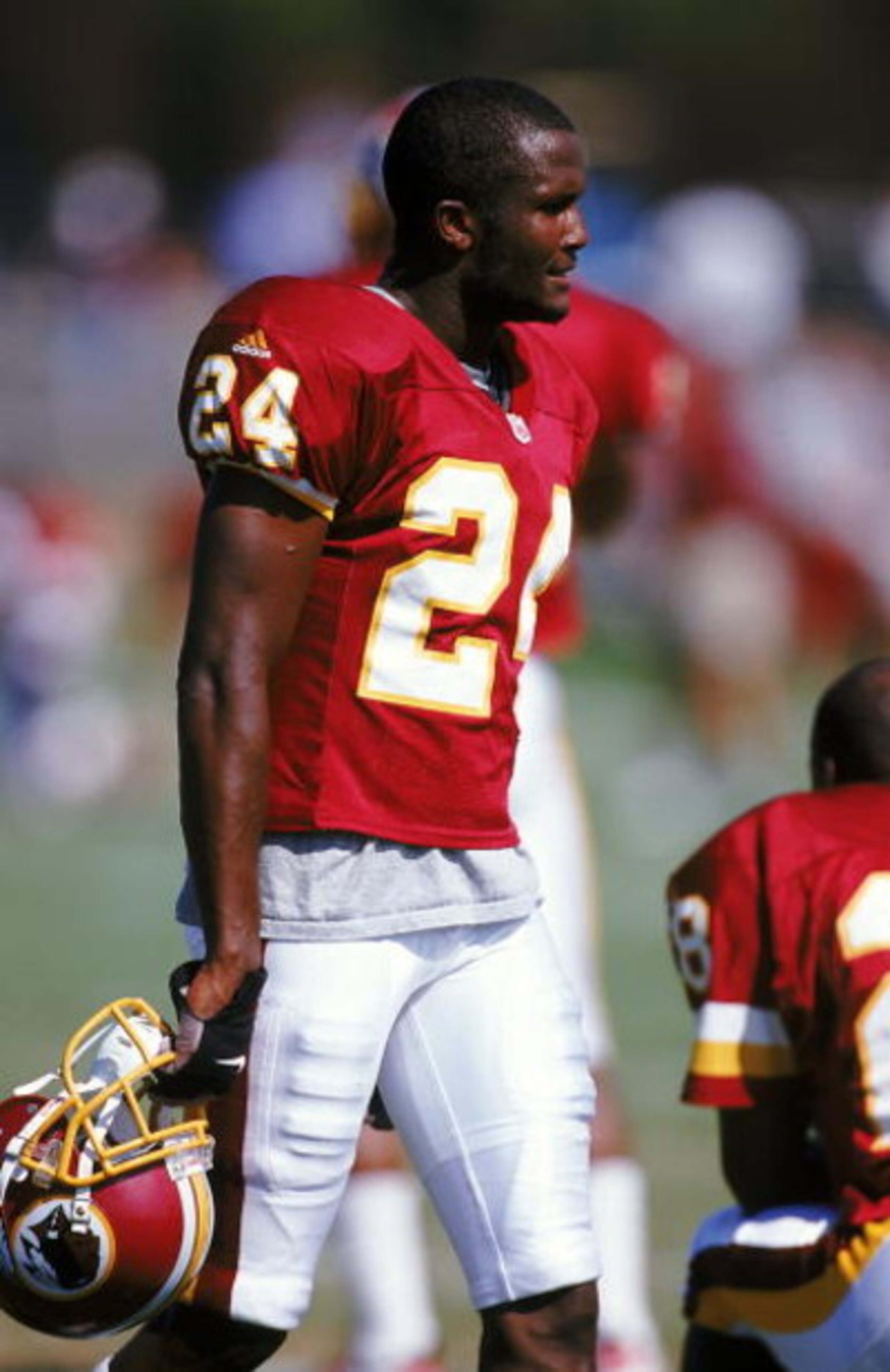 3 Aug 1999: Champ Bailey #24 of the Washington Redskins gets water on the field during a scrimmage game against the Pittsburgh Steelers in Frostburg, Maryland. Mandatory Credit: Doug Pensinger /Allsport 3 Aug 1999: Champ Bailey #24 of the Washington Redskins gets water on the field during a scrimmage game against the Pittsburgh Steelers in Frostburg, Maryland. Mandatory Credit: Doug Pensinger /Allsport