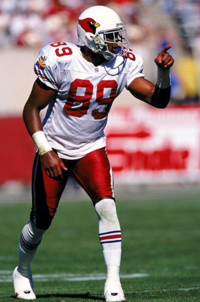 10 Oct 1999:  David Boston #89 of the Arizona Cardinals points to a teammate from the field during the game against the New York Giants at the Sun Devil Stadium in Tempe, Arizona. The Cardinals defeated the Giants 14-3. Mandatory Credit: Jon Ferrey  /Alls