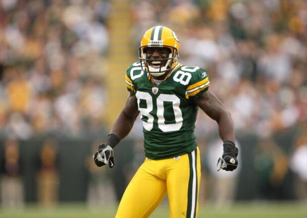 GREEN BAY, WI - OCTOBER 19:  Wide Receiver Donald Driver #80 of the Green Bay Packers celebrates during the game against the Indianapolis Colts on October 19, 2008 at Lambeau Field in Green Bay Wisconsin.  The Packers won 34-14.  (Photo by Stephen Dunn/Ge