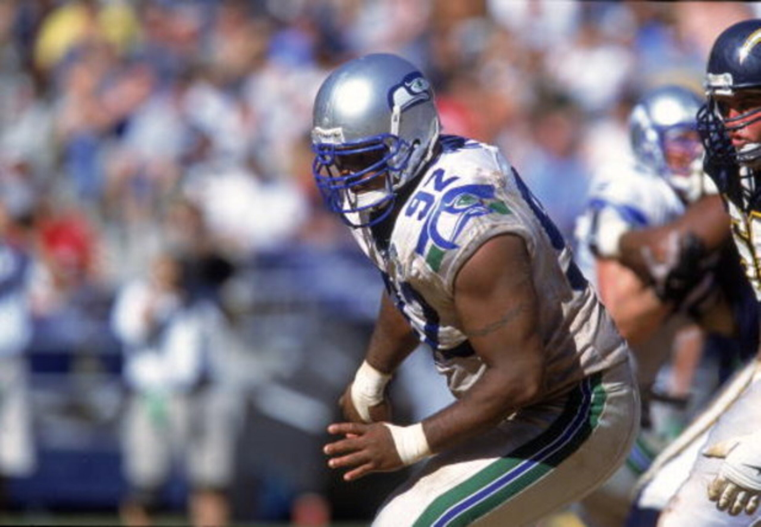 24 Sep 2000: Lamar King #92 of the Seattle Seahawks moves on the field during the game against the San Diego Chargers at Qualcomm Stadium in San Diego, California. The Seahawks defeated the Chargers 20-12.Mandatory Credit: Stephen Dunn /Allsport 24 Sep 2000: Lamar King #92 of the Seattle Seahawks moves on the field during the game against the San Diego Chargers at Qualcomm Stadium in San Diego, California. The Seahawks defeated the Chargers 20-12.Mandatory Credit: Stephen Dunn /Allsport