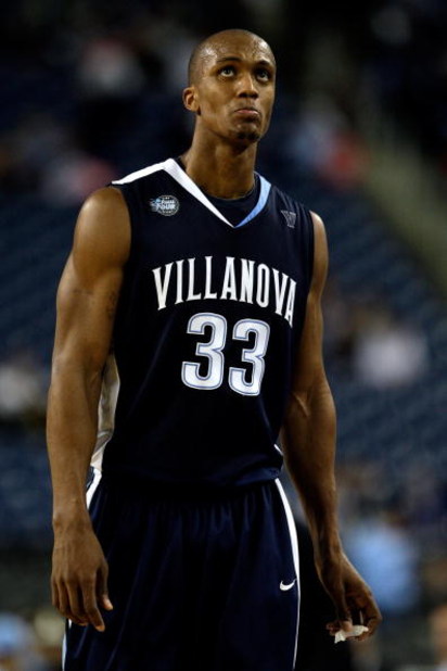 DETROIT - APRIL 04:  Dante Cunningham #33 of the Villanova Wildcats reacts after losing to the North Carolina Tar Heels 83-69 during the National Semifinal game of the NCAA Division I Men's Basketball Championship at Ford Field on April 4, 2009 in Detroit