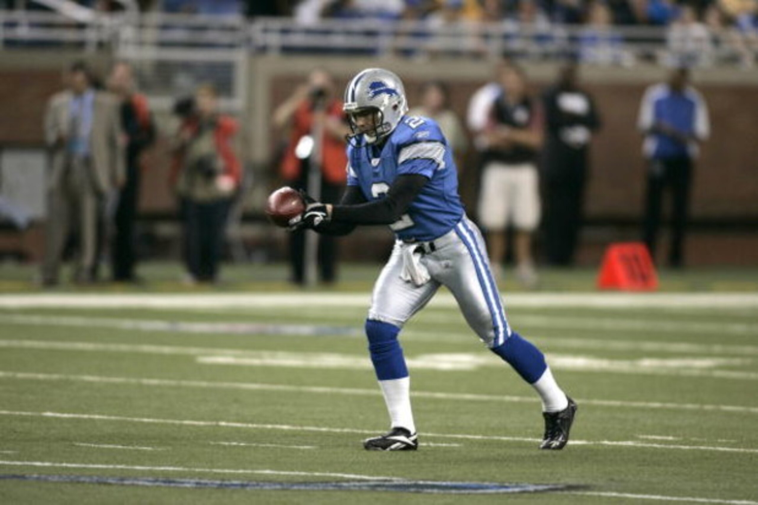 DETROIT, MI - AUGUST 9: Punter Nick Harris #2 of the Detroit Lions punts the football against the Cincinnati Bengals at Ford Field on August 9, 2007 in Detroit, Michigan. The Lions defeated the Bengals 27-26.  (Photo by Scott Boehm/Getty Images)