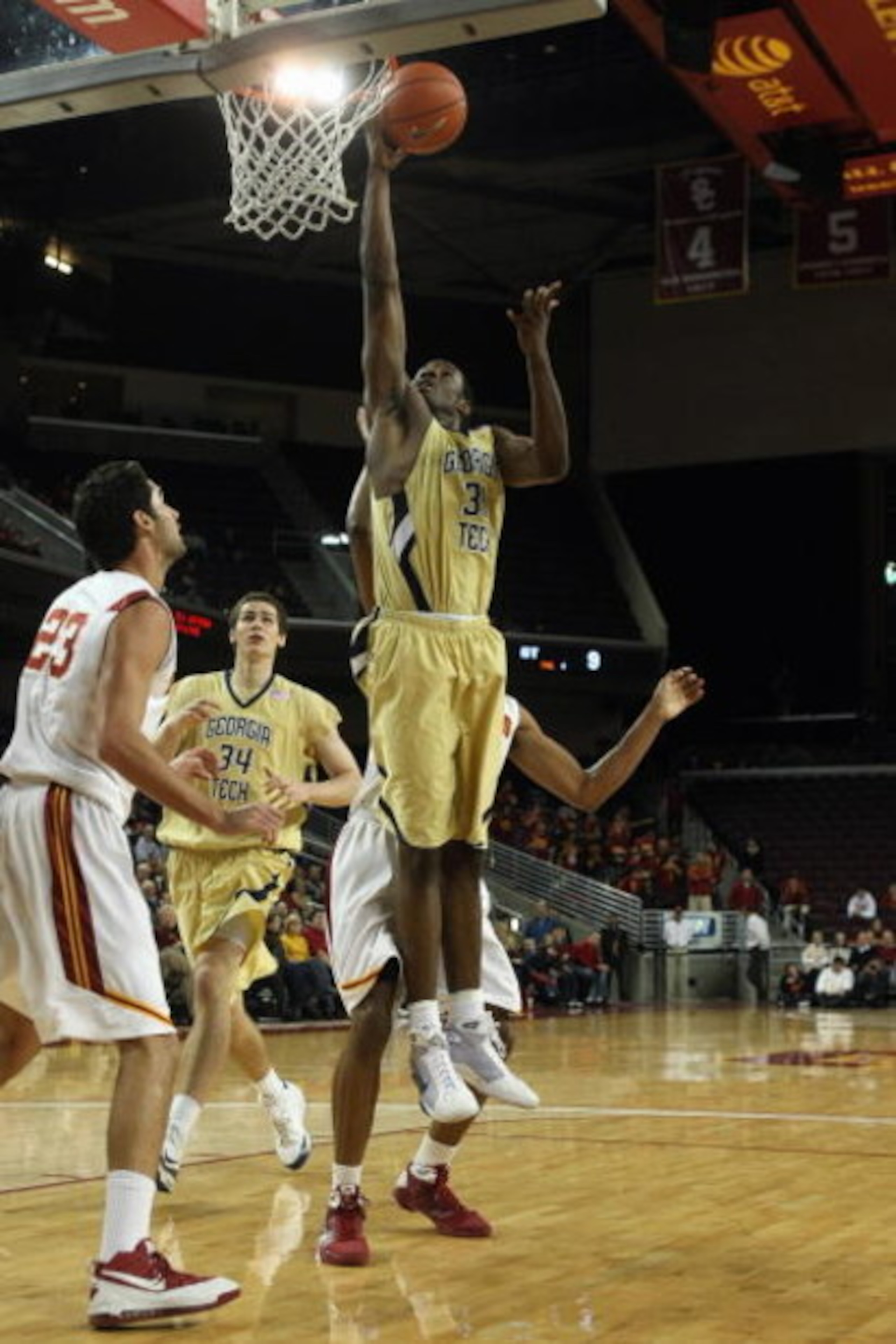 LOS ANGELES - DECEMBER 22: Gani Lawal #31 of the Georgia Tech Yellow Jackets goes up with the ball against the USC Trojans during the game on December 22, 2008 at the Galen Center in Los Angeles, California. USC won 76-57. (Photo by Stephen Dunn/Getty Im LOS ANGELES - DECEMBER 22: Gani Lawal #31 of the Georgia Tech Yellow Jackets goes up with the ball against the USC Trojans during the game on December 22, 2008 at the Galen Center in Los Angeles, California. USC won 76-57. (Photo by Stephen Dunn/Getty Im