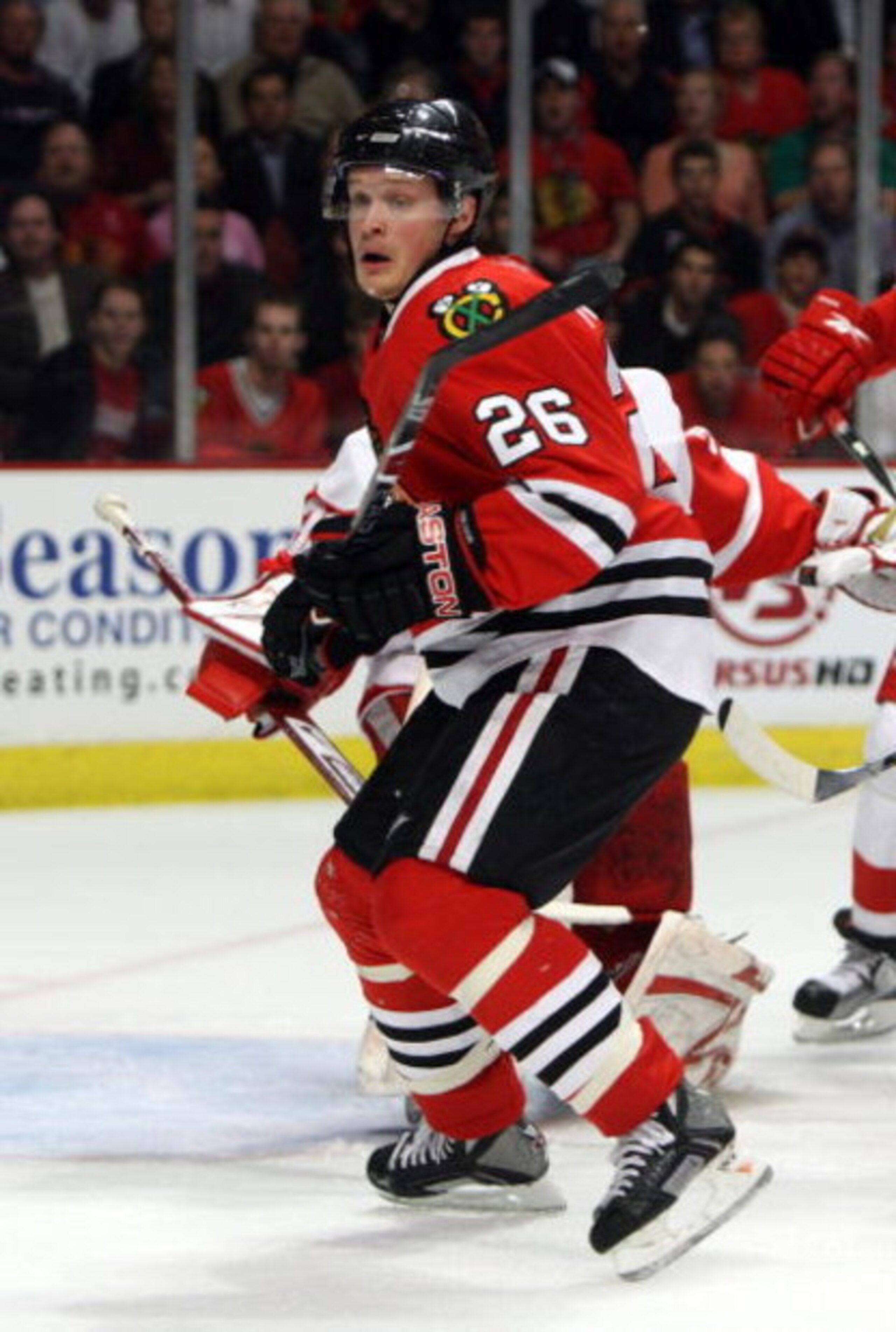 CHICAGO - MAY 22: Samuel Pahlsson #26 of the Chicago Blackhawks skates against the Detroit Red Wings during Game Three of the Western Conference Championship Round of the 2009 Stanley Cup Playoffs on May 22, 2009 at the United Center in Chicago, Illinois CHICAGO - MAY 22: Samuel Pahlsson #26 of the Chicago Blackhawks skates against the Detroit Red Wings during Game Three of the Western Conference Championship Round of the 2009 Stanley Cup Playoffs on May 22, 2009 at the United Center in Chicago, Illinois