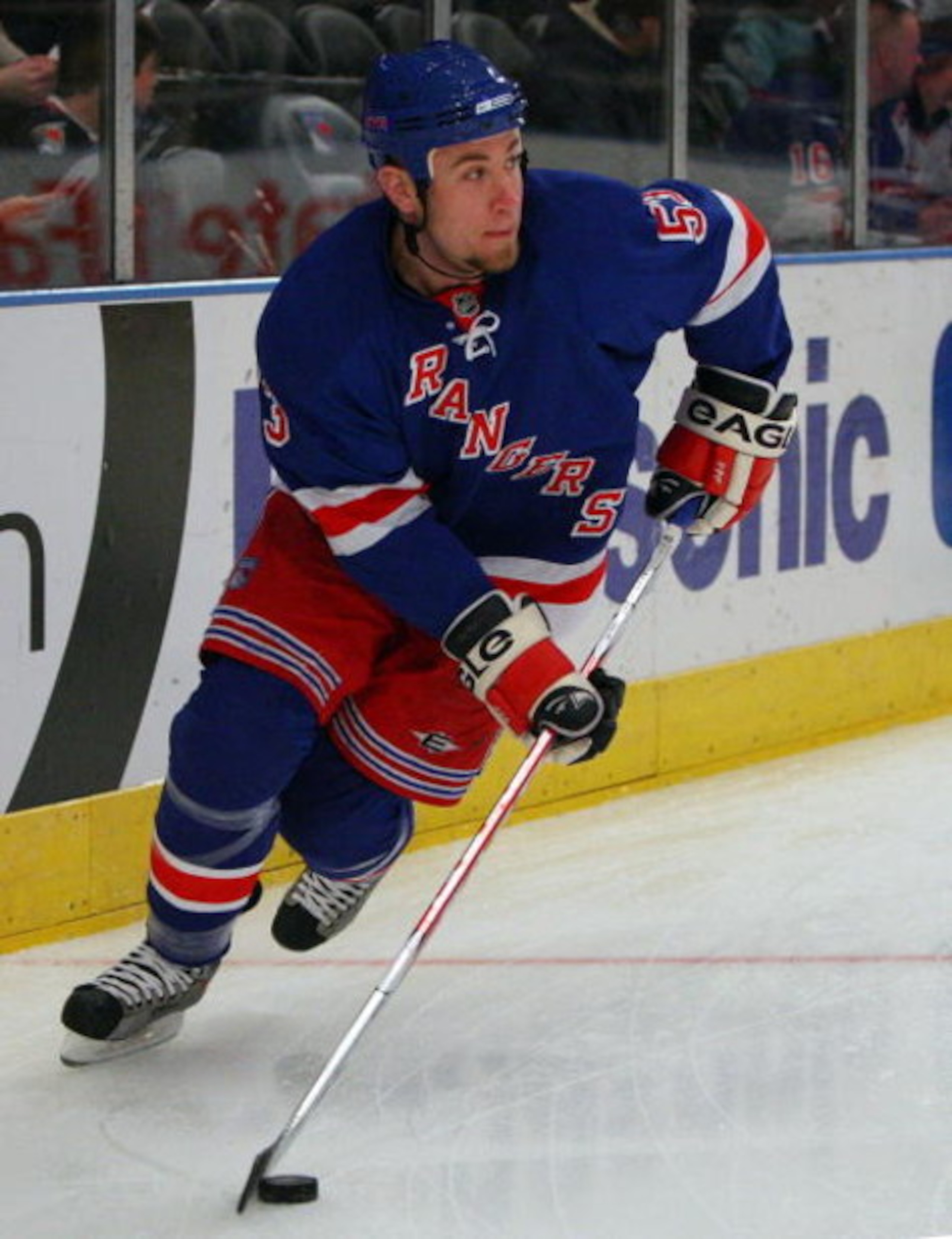 NEW YORK - MARCH 24: Derek Morris #53 of the New York Rangers skates against the Minnesota Wild on March 24, 2009 at Madison Square Garden in New York City. The Rangers defeated the Wild 3-2. (Photo by Jim McIsaac/Getty Images) NEW YORK - MARCH 24: Derek Morris #53 of the New York Rangers skates against the Minnesota Wild on March 24, 2009 at Madison Square Garden in New York City. The Rangers defeated the Wild 3-2. (Photo by Jim McIsaac/Getty Images)