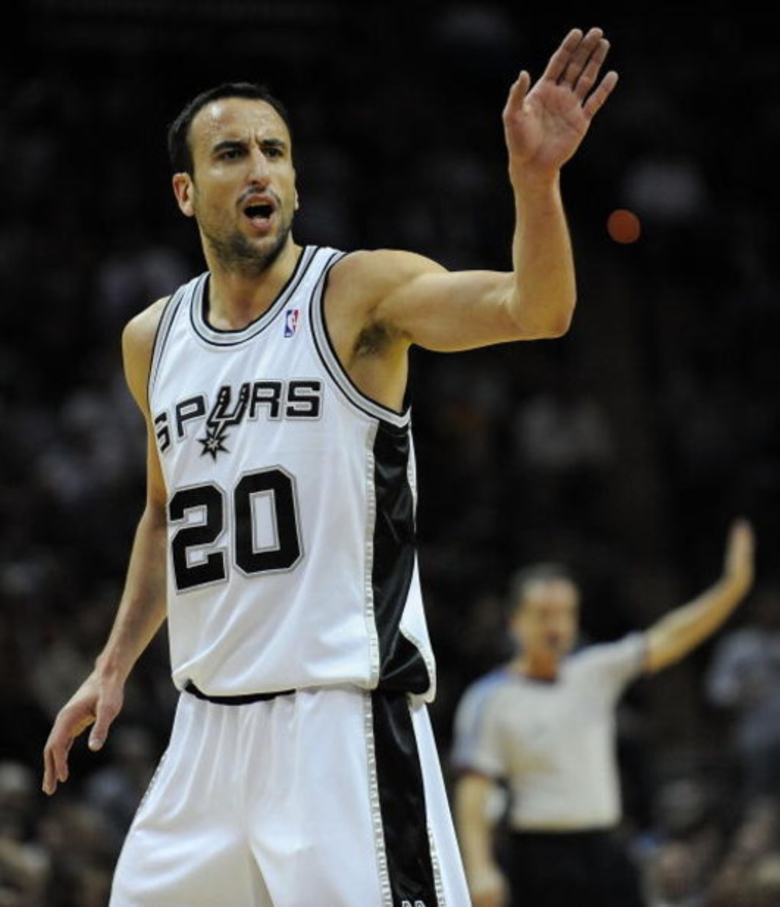 SAN ANTONIO - JANUARY 11:  Manu Ginobili #20 of the San Antonio Spurs during play against the Orlando Magic on January 11, 2009 at AT&T Center in San Antonio, Texas.  NOTE TO USER: User expressly acknowledges and agrees that, by downloading and/or using t