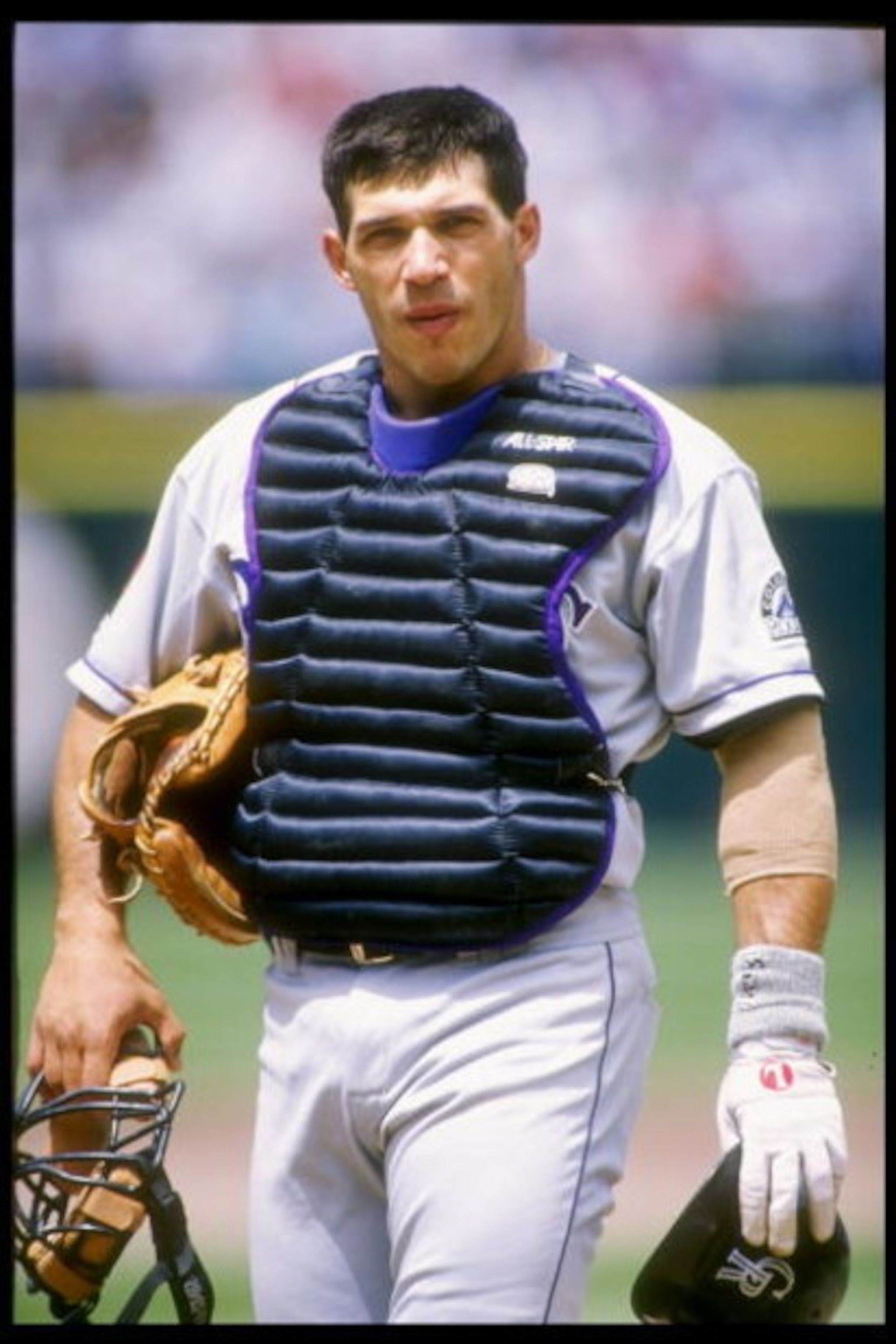 11 May 1994:  Catcher Joe Girardi of the Colorado Rockies stands on the field during a game against the San Francisco Giants at Candlestick Park in San Francisco, California.  Mandatory Credit: Otto Greule  /Allsport