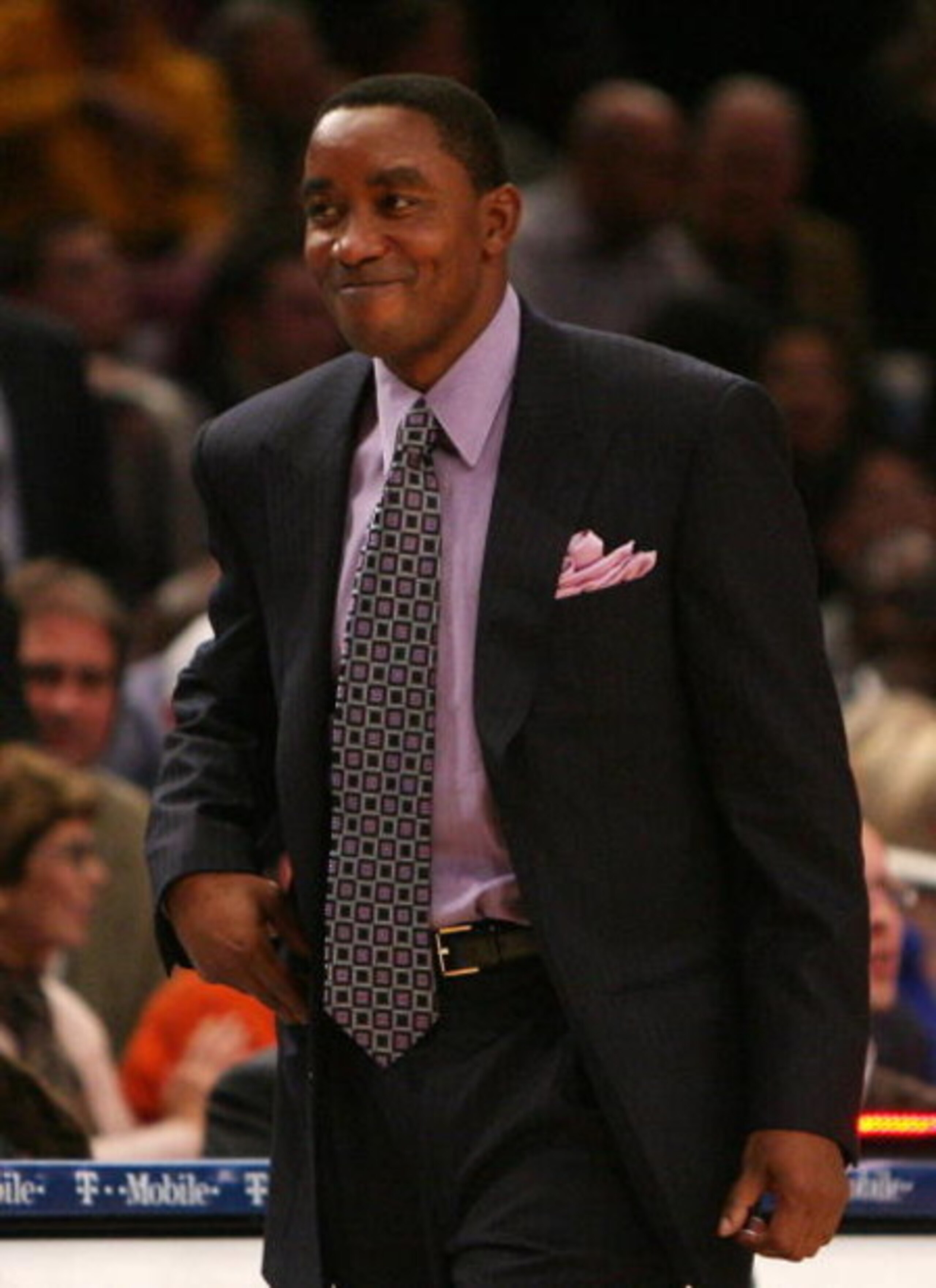 NEW YORK - NOVEMBER 26:  Coach of the New York Knicks Isiah Thomas smiles against the Utah Jazz on November 26, 2007 at Madison Square Garden in New York City. NOTE TO USER: User expressly acknowledges and agrees that, by downloading and/or using this Pho