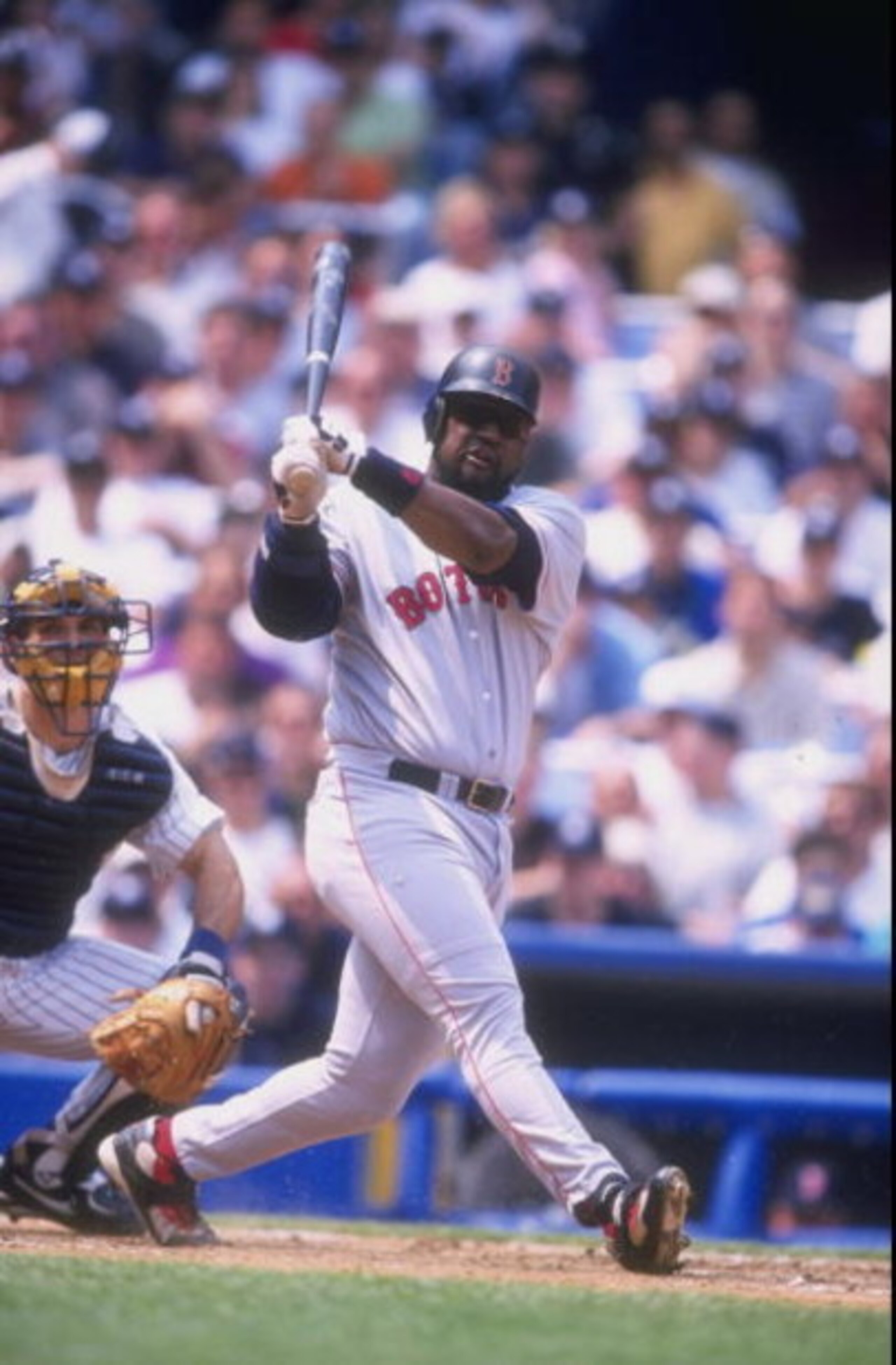31 May 1998:  Mo Vaughn #42 of the Boston Red Sox in action during a game against the New York Yankees at the Yankee Stadium in Bronx, New York.  The Red Sox defeated the Yankees 13-7. Mandatory Credit: David Seelig  /Allsport