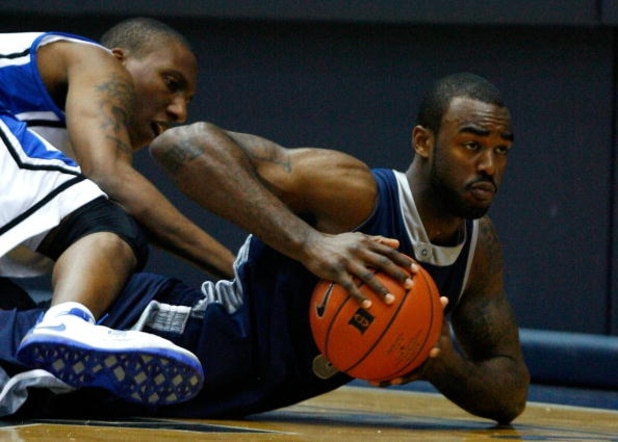 DURHAM, NC - JANUARY 17:  DaJuan Summers #3 of the Georgetown Hoyas steals the ball from Nolan Smith #2 of the Duke Blue Devils during the game on January 17, 2009 at Cameron Indoor Stadium in Durham, North Carolina.  (Photo by Kevin C. Cox/Getty Images)