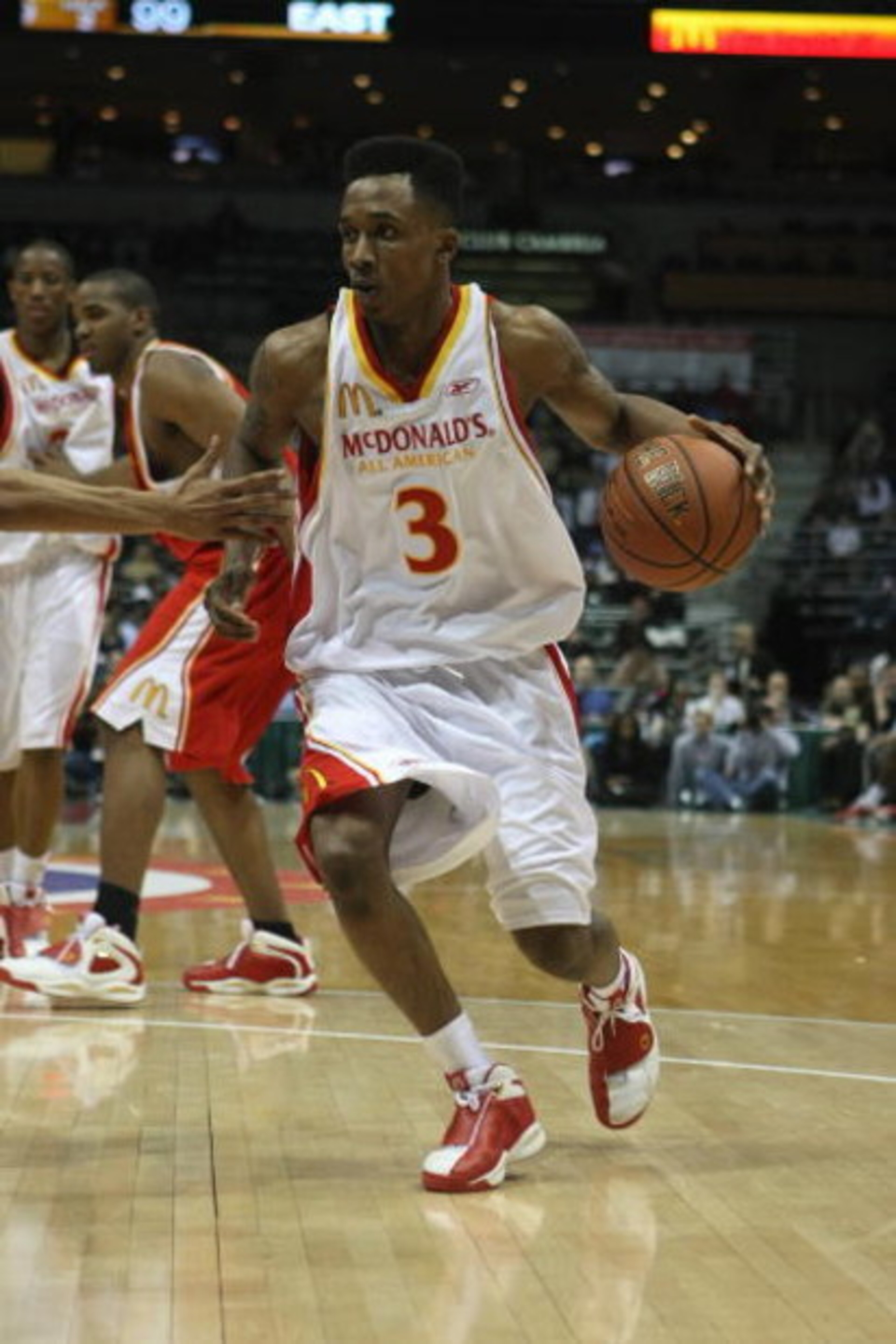 MILWAUKEE - MARCH 26: Brandon Jennings #3 of the West team dribbles during the 2008 McDonald's All American High School Boys basketball game on March 26, 2008 at the Bradley Center in Milwaukee, Wisconsin. (Photo by Jonathan Daniel/Getty Images) MILWAUKEE - MARCH 26: Brandon Jennings #3 of the West team dribbles during the 2008 McDonald's All American High School Boys basketball game on March 26, 2008 at the Bradley Center in Milwaukee, Wisconsin. (Photo by Jonathan Daniel/Getty Images)