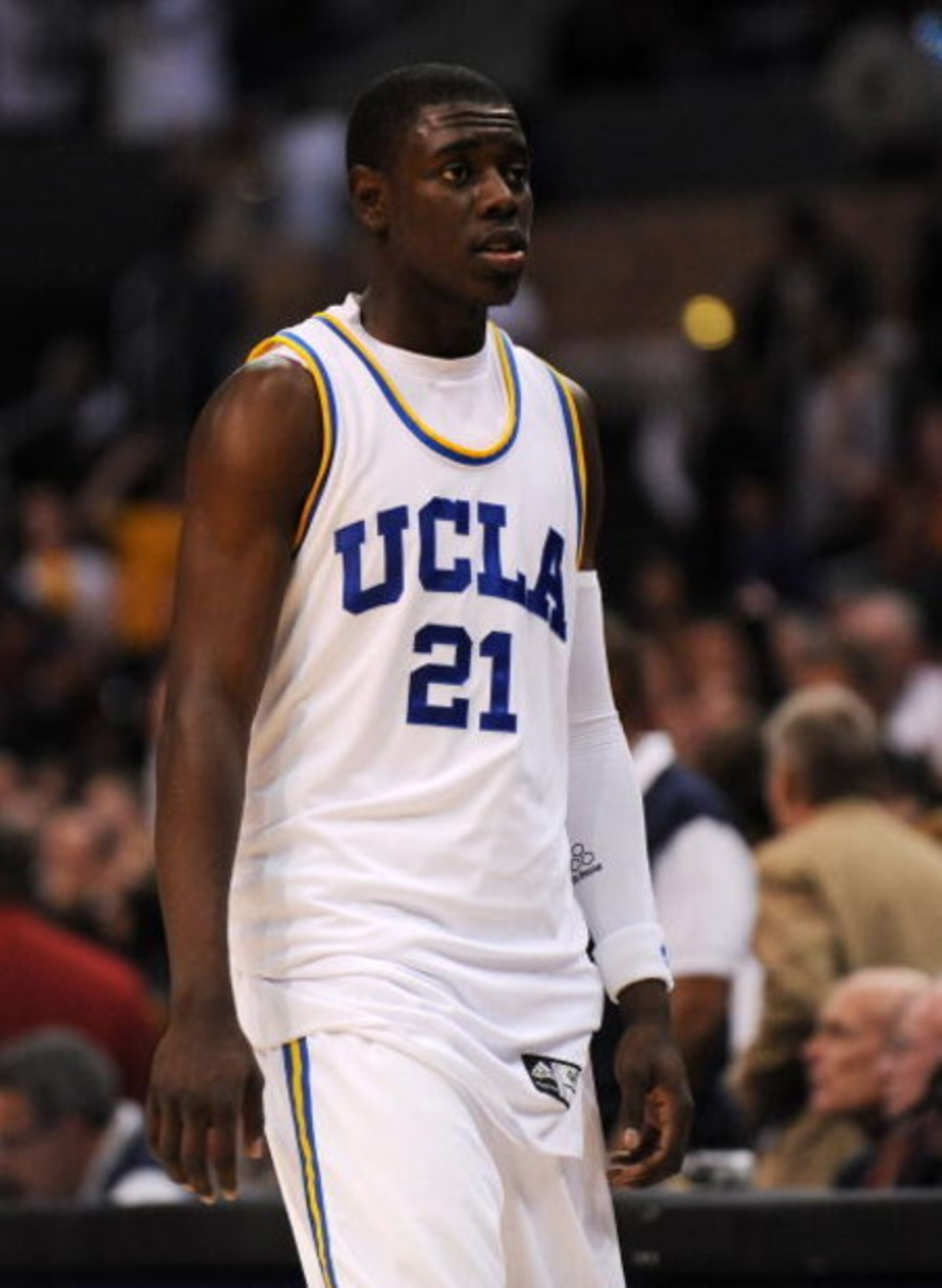 LOS ANGELES, CA - MARCH 13: Guard Jrue Holiday #21 of the UCLA Bruins walks off the court after losing to the USC Trojans in the Pacific Life Pac-10 Men's Basketball Tournament at the Staples Center on March 13, 2009 in Los Angeles, California. (Photo b LOS ANGELES, CA - MARCH 13: Guard Jrue Holiday #21 of the UCLA Bruins walks off the court after losing to the USC Trojans in the Pacific Life Pac-10 Men's Basketball Tournament at the Staples Center on March 13, 2009 in Los Angeles, California. (Photo b