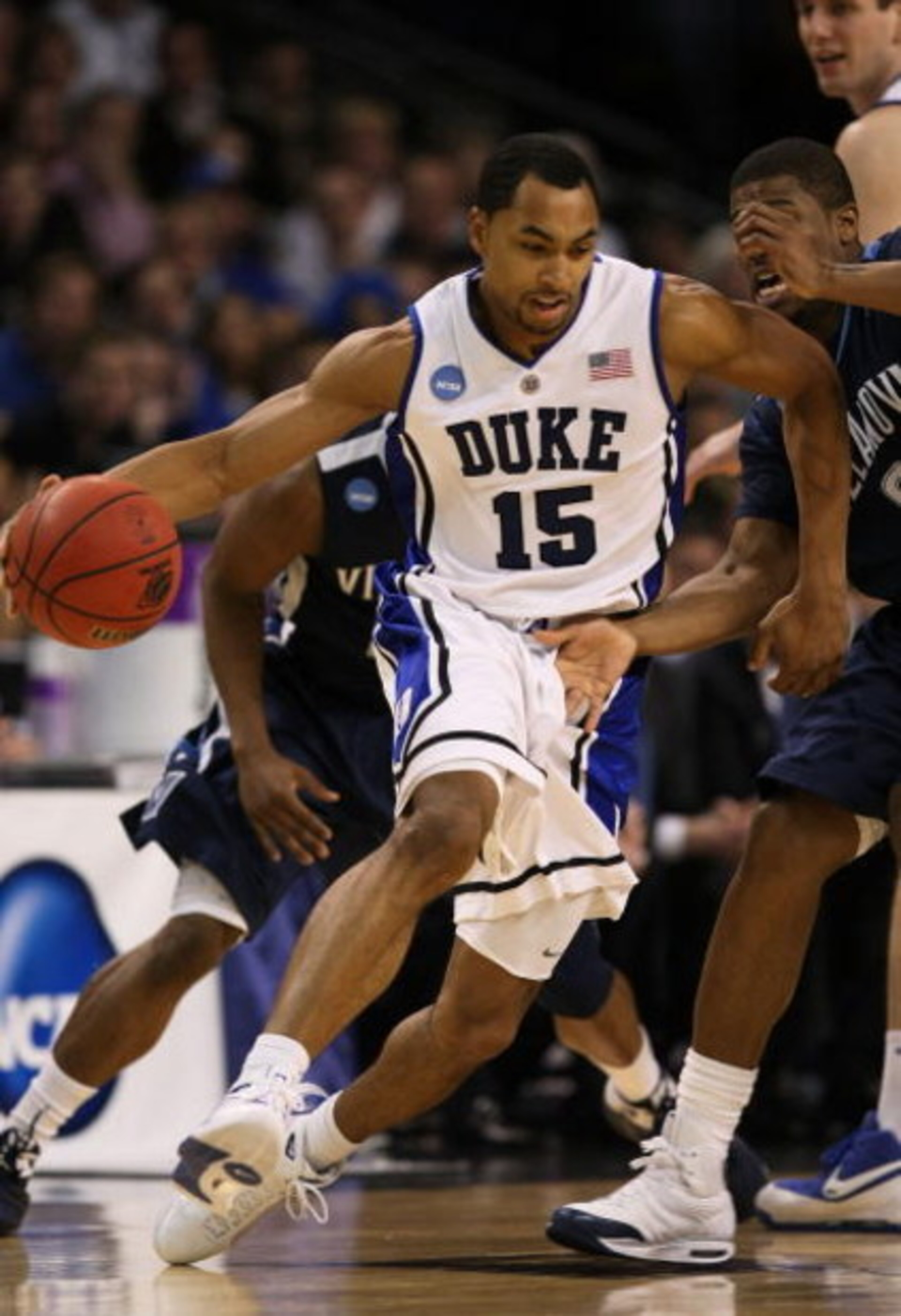 BOSTON - MARCH 26: Gerald Henderson #15 of the Duke Blue Devils dribbles against the Villanova Wildcats during the NCAA Men's Basketball Tournament East Regionals at TD Banknorth Garden on March 26, 2009 in Boston, Massachusetts. (Photo by Elsa/Getty Im BOSTON - MARCH 26: Gerald Henderson #15 of the Duke Blue Devils dribbles against the Villanova Wildcats during the NCAA Men's Basketball Tournament East Regionals at TD Banknorth Garden on March 26, 2009 in Boston, Massachusetts. (Photo by Elsa/Getty Im