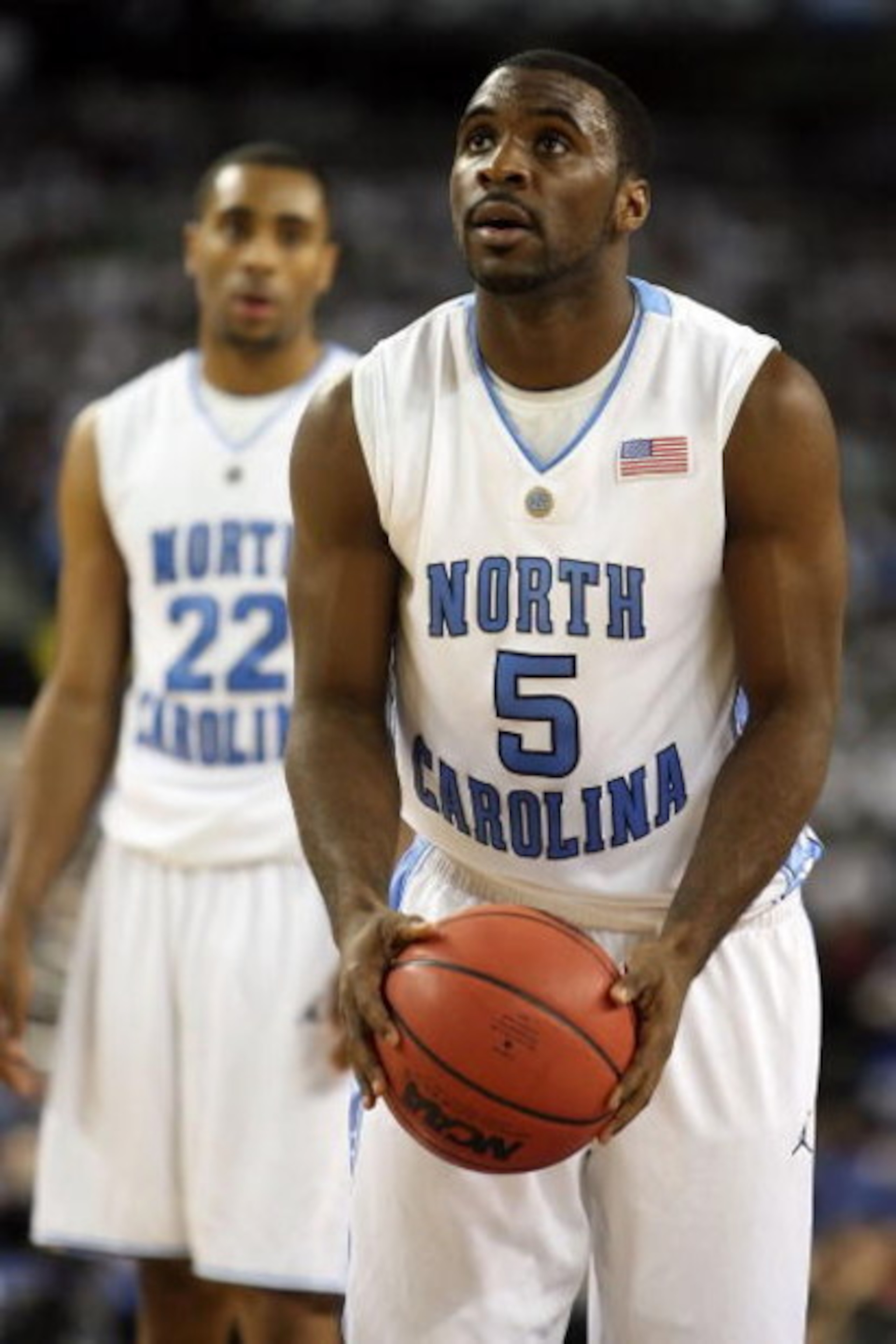 DETROIT - APRIL 06:  Ty Lawson #5 of the North Carolina Tar Heels shoots a free throw while taking on the Michigan State Spartans during the 2009 NCAA Division I Men's Basketball National Championship game at Ford Field on April 6, 2009 in Detroit, Michig