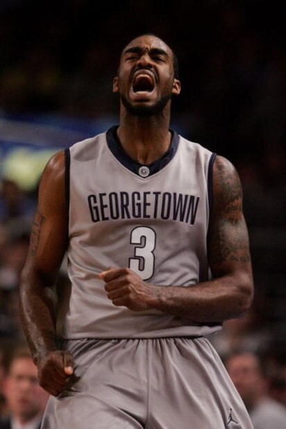 NEW YORK - MARCH 15:  DaJuan Summers #3 of the Georgetown Hoyas reacts to a play against the Pittsburgh Panthers during the final of the 2008 Big East Men's Basketball Championship at Madison Square Garden on March 15, 2008 in New York City.  (Photo by Ji