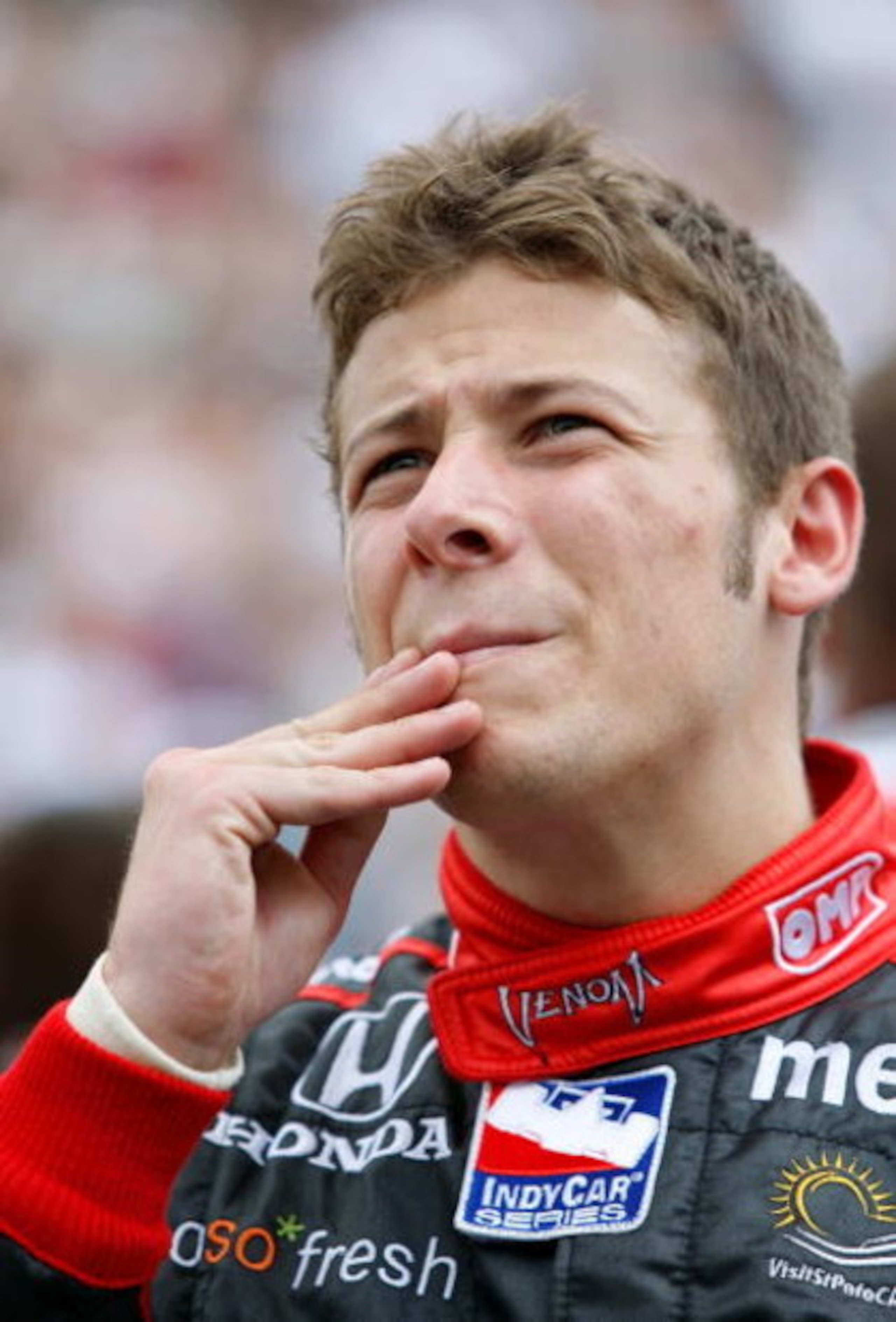 INDIANAPOLIS - MAY 22: Marco Andretti, driver of the #26 Team Venom Andretti Green Racing Honda Dallara, looks on during Miller Lite Carb Day practice for the IRL IndyCar Series 93rd running of the Indianapolis 500 on May 22, 2009 at the Indianapolis Moto