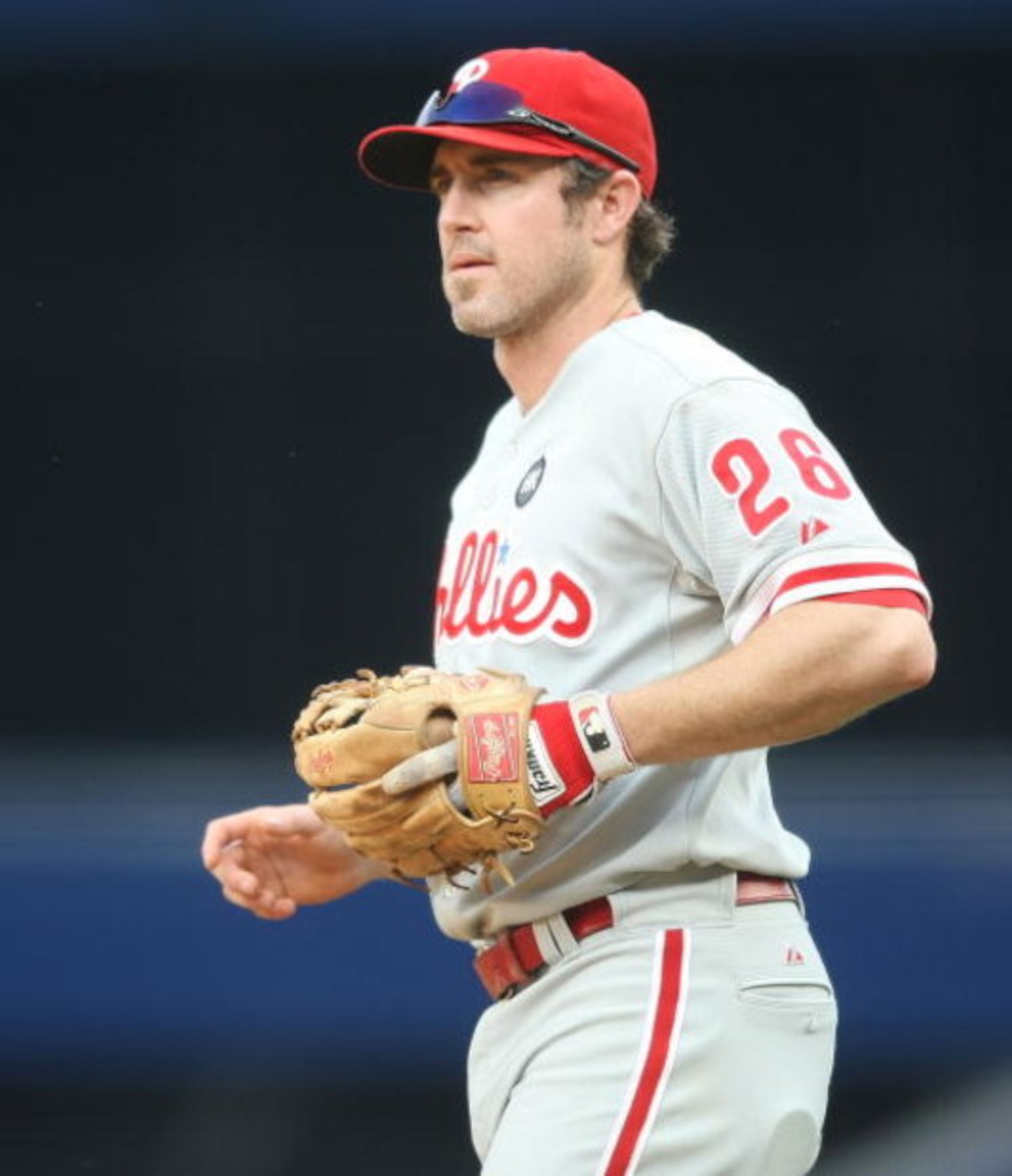 NEW YORK - MAY 24:  Chase Utley #26 of the Philadelphia Phillies in the field against the New York Yankees on May 24, 2009 at Yankee Stadium in the Bronx borough of New York City.  (Photo by Nick Laham/Getty Images)