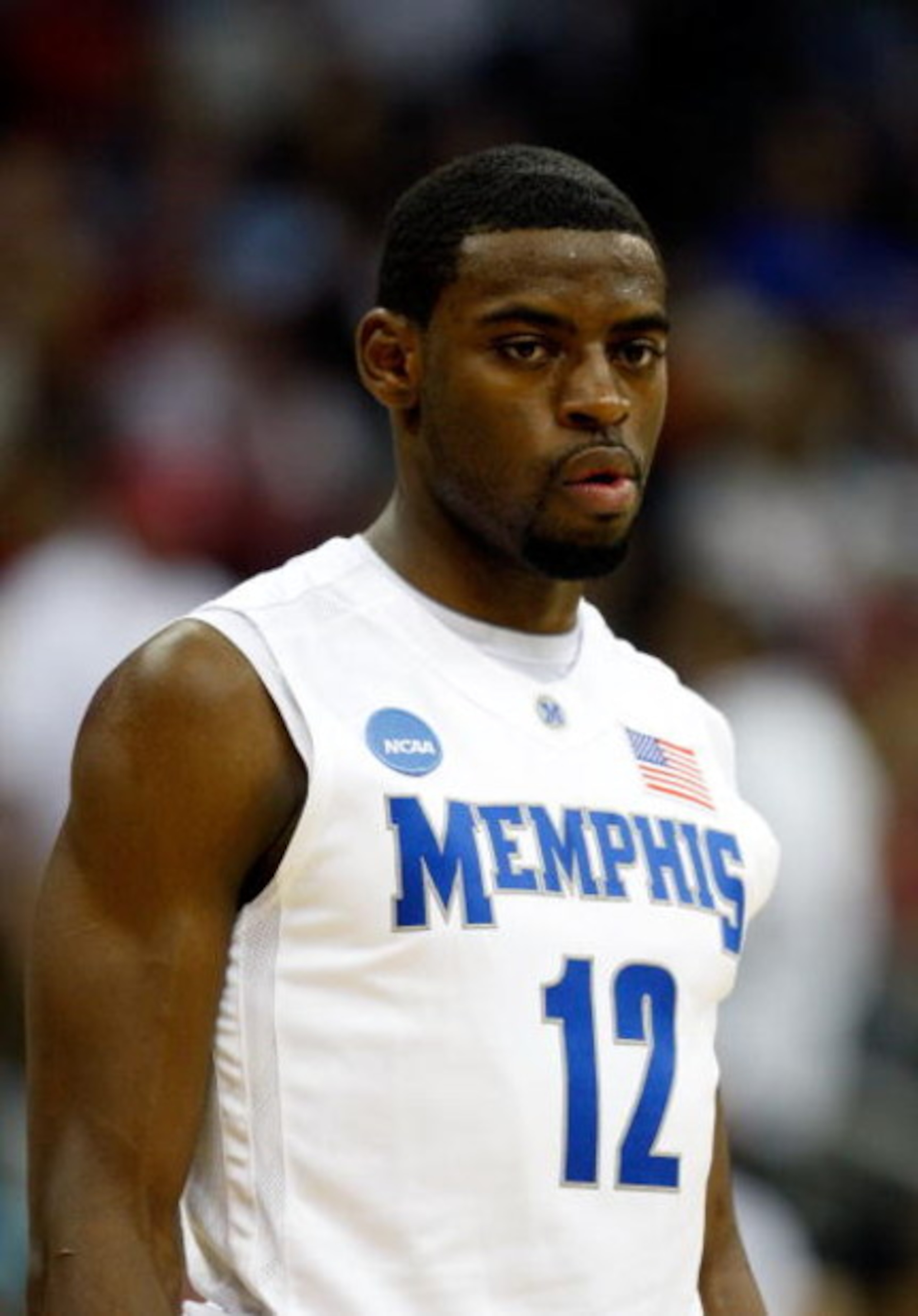 KANSAS CITY, MO - MARCH 21:  Tyreke Evans #12 of the Memphis Tigers looks on during their second round game against the Maryland Terrapins in the NCAA Division I Men's Basketball Tournament at the Sprint Center on March 21, 2009 in Kansas City, Missouri. 