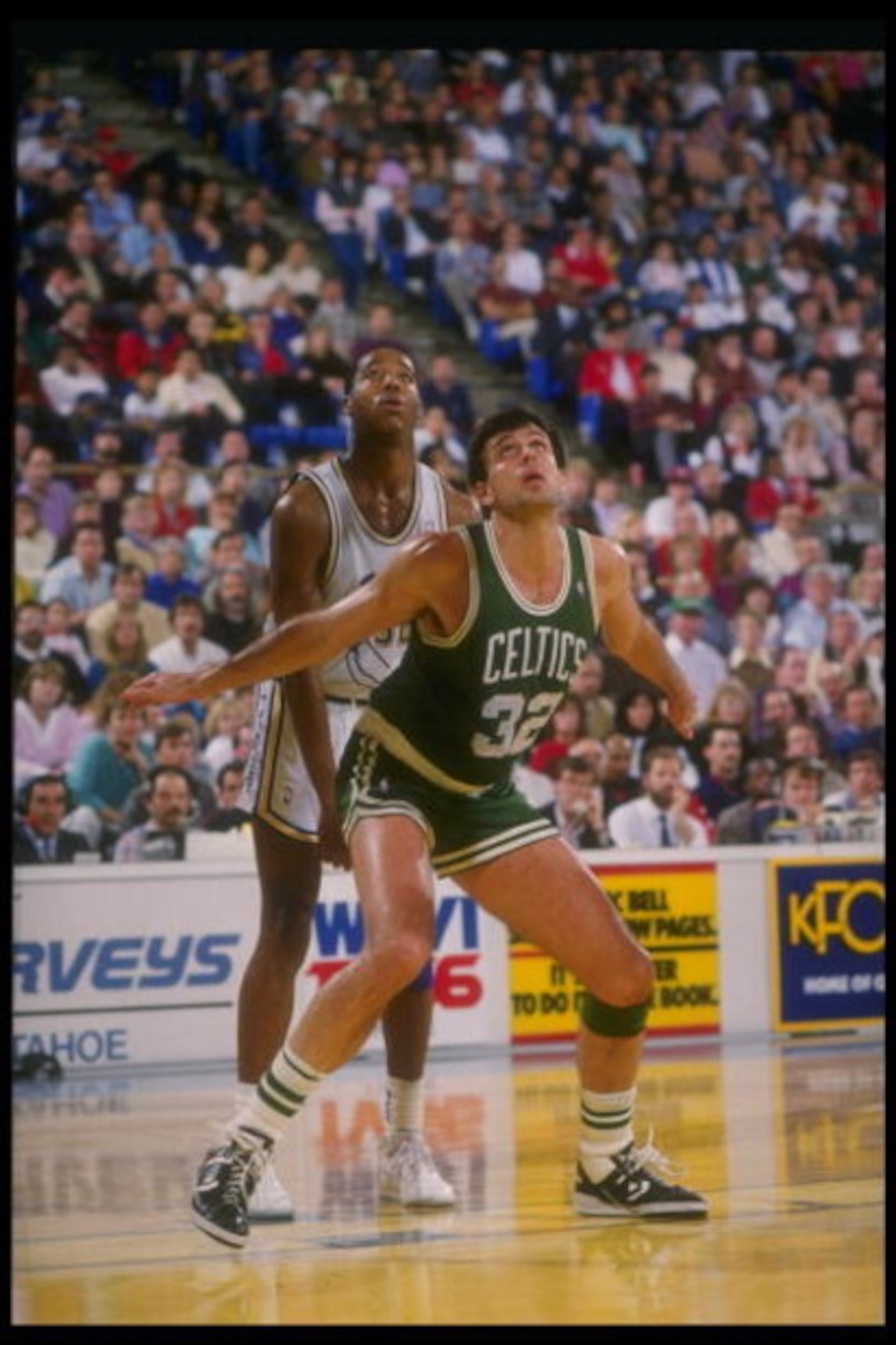 Forward Kevin McHale of the Boston Celtics watches the ball during a game.