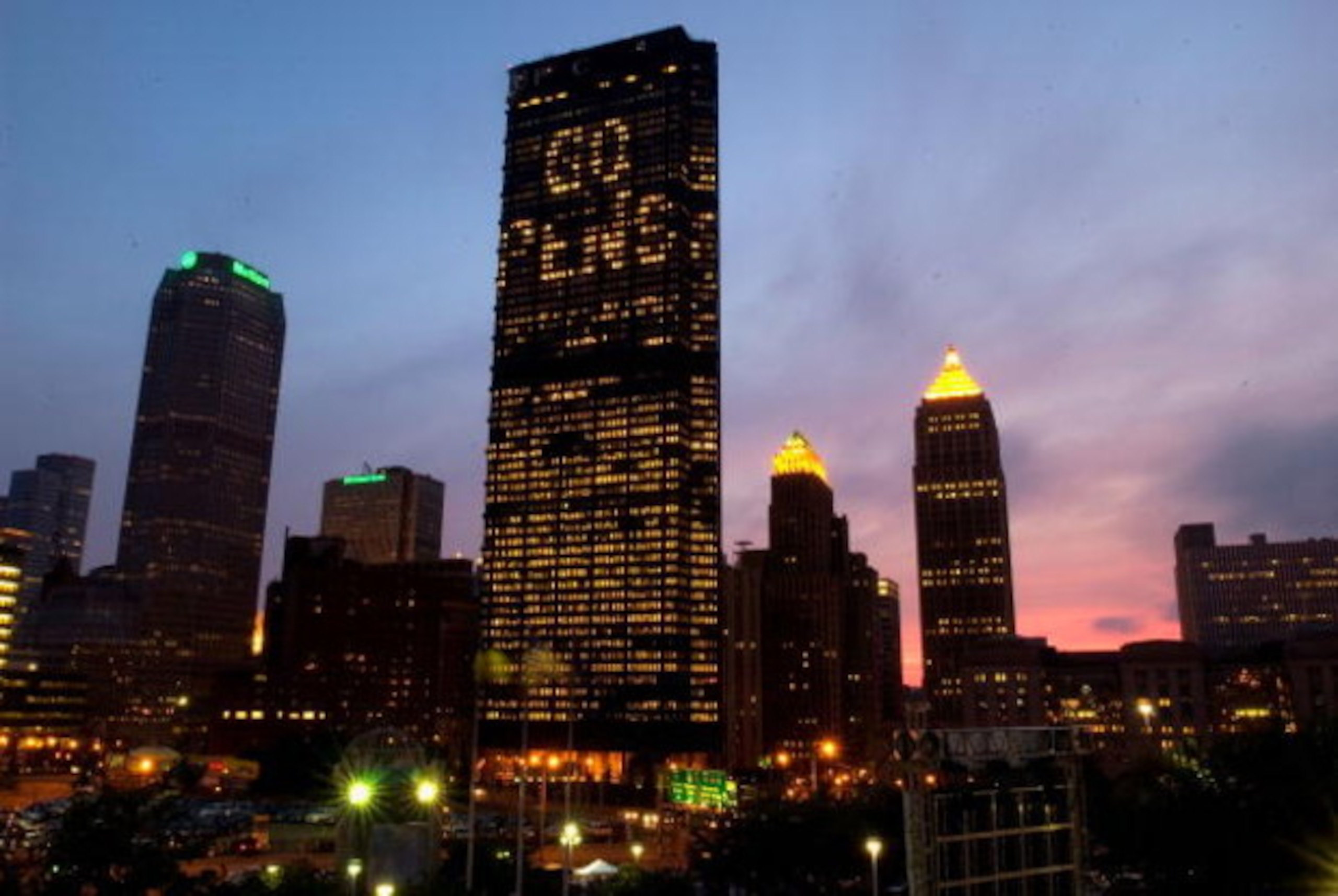 PITTSBURGH - JUNE 04:  The Pittsburgh skyline during game six of the 2008 NHL Stanley Cup Finals between the Detroit Red Wings and the Pittsburgh Penguins at Mellon Arena on June 4, 2008 in Pittsburgh. Pennsylvania. The Red Wings defeated the Penguins 3-2