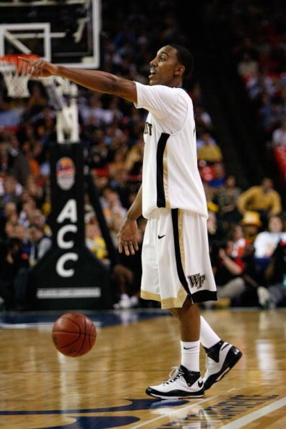 ATLANTA - MARCH 13:  Jeff Teague #0 of the Wake Forest Demon Deacons dribbles against the Maryland Terrapins during the Quarterfinals of the 2009 ACC Men's Basketball Tournament on March 13, 2009 at the Georgia Dome in Atlanta, Georgia.  (Photo by Kevin C