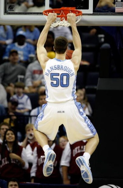 MEMPHIS, TN - MARCH 29:  Tyler Hansbrough #50 of the North Carolina Tar Heels dunks the ball while taking on the Oklahoma Sooners during the NCAA Men's Basketball Tournament South Regional Final at the FedExForum on March 29, 2009 in Memphis, Tennessee.  