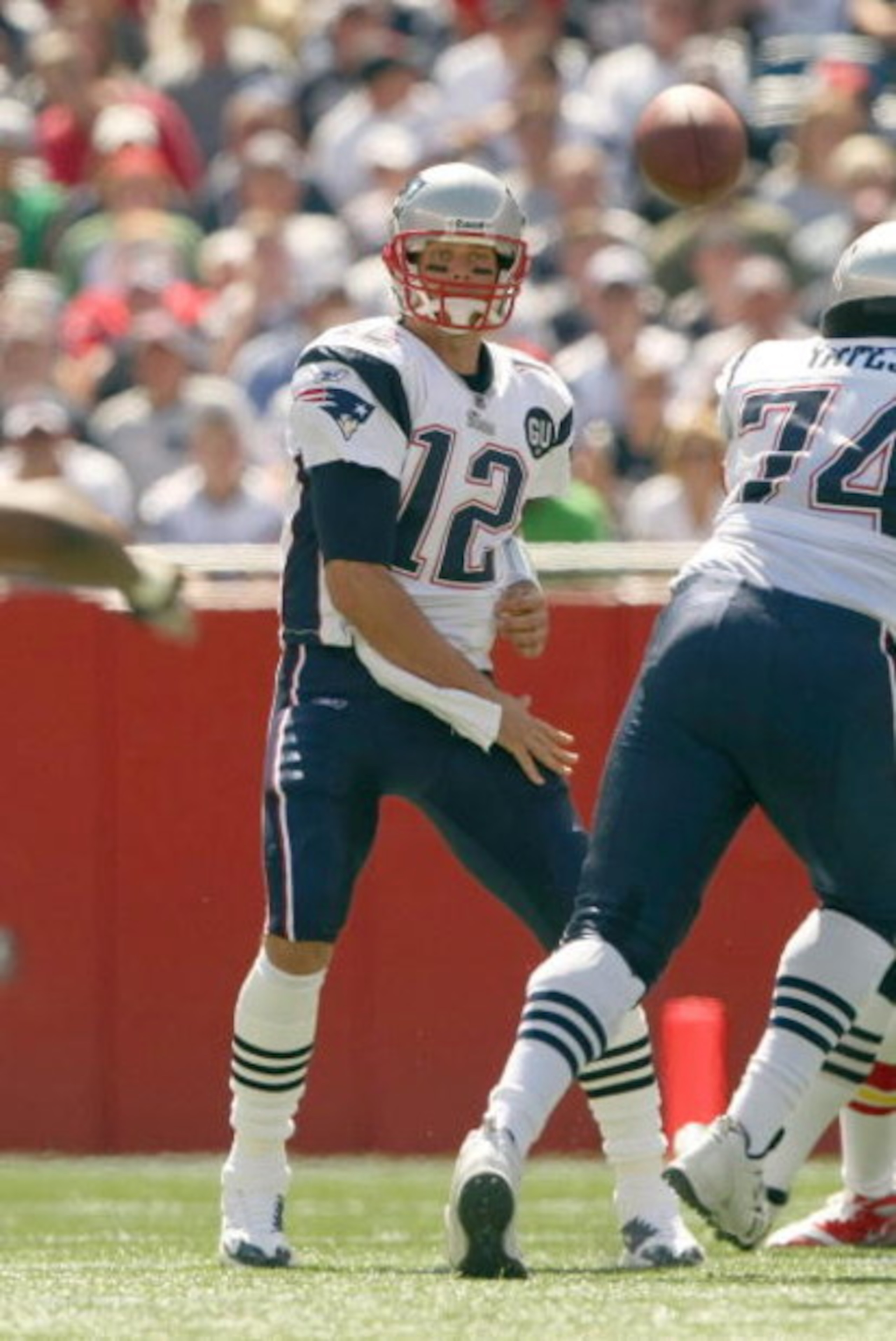 FOXBORO, MA - SEPTEMBER 7:  Quarterback Tom Brady #12 of the New England Patriots passes the ball up the middle during their NFL game against the Kansas City Chiefs on September 7, 2008 at Gillette Stadium in Foxboro, Massachusetts. The Patriots defeated 