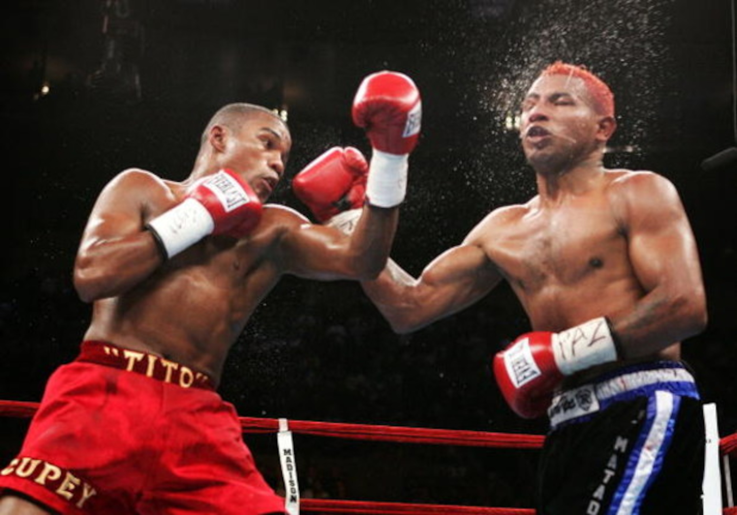 NEW YORK - OCTOBER 2:  Felix 'Tito' Trinidad Jr (L) fights Ricardo Mayorga for the WBA North American and North American Boxing Council middleweight titles at Madison Square Garden October 2, 2004 in New York City.  (Photo by Al Bello/Getty Images)