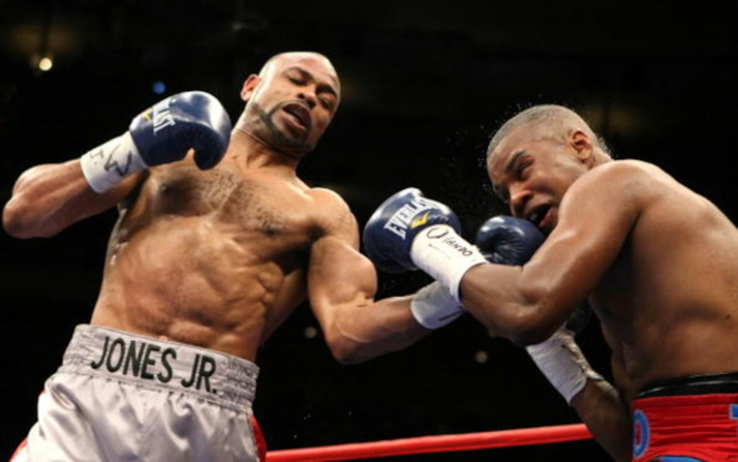 NEW YORK - JANUARY 19:  Roy Jones Jr.(L) lands a left hand upper cut against Tito Trinidad (R) during their Light Heavyweight bout at Madison Square Garden January 19, 2008 in New York City. Roy Jones Jr. won the 12 round fight by unanimous decision. (Pho
