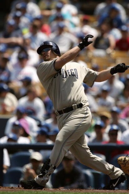 LOS ANGELES - APRIL 17:  Phil Nevin #23 of the San Diego Padres bats during the game against the Los Angeles Dodgers on April 17, 2005 at Dodger Stadium in Los Angeles, California.  The Dodgers won 6-0.  (Photo by Harry How/Getty Images)