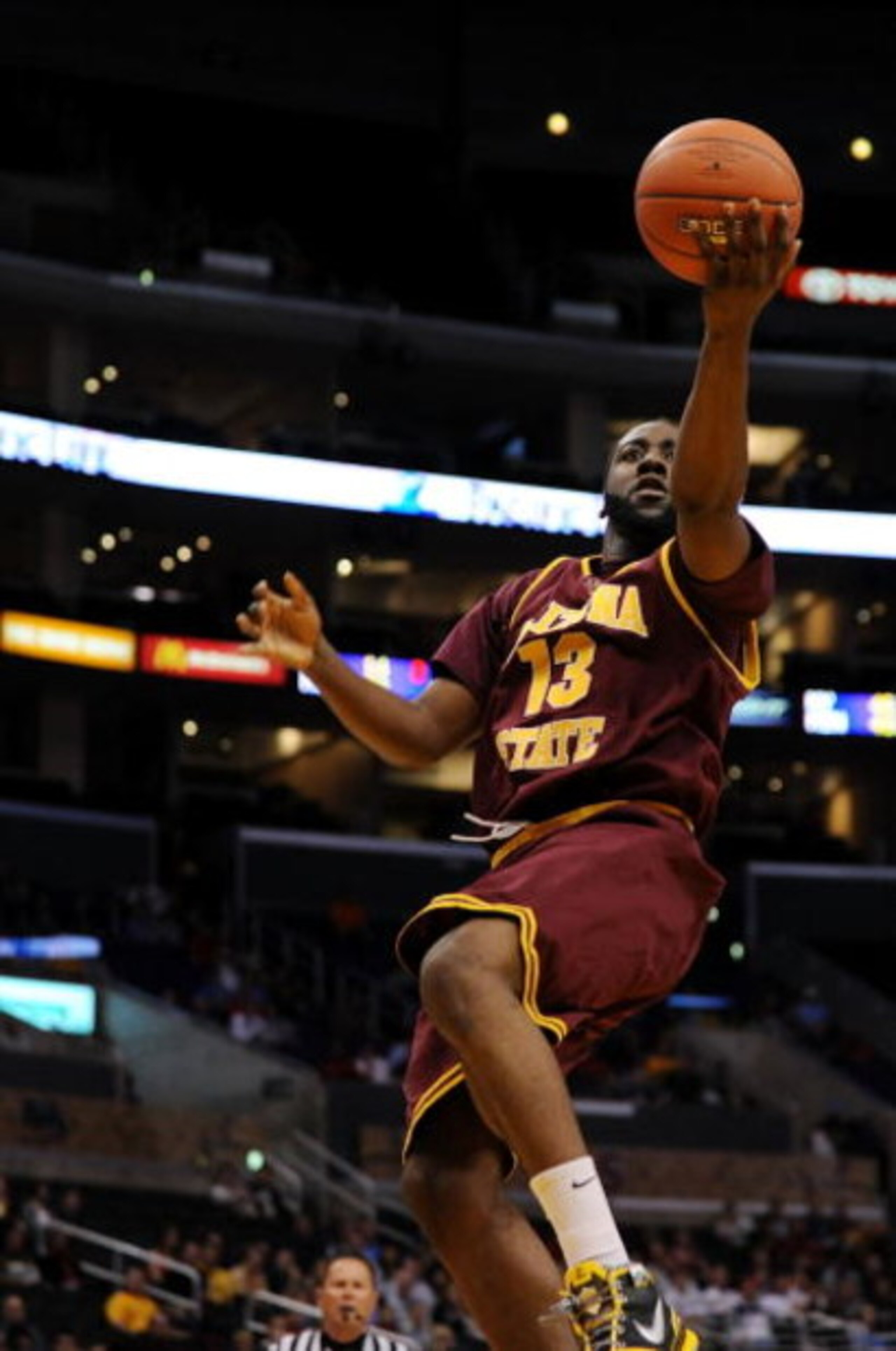 LOS ANGELES, CA - MARCH 13:  Guard James Harden #13 of the Arizona State Sun Devils goes up for a shot against the Washington Huskies in the Pacific Life Pac-10 Men's Basketball Tournament at the Staples Center on March 13, 2009 in Los Angeles, California