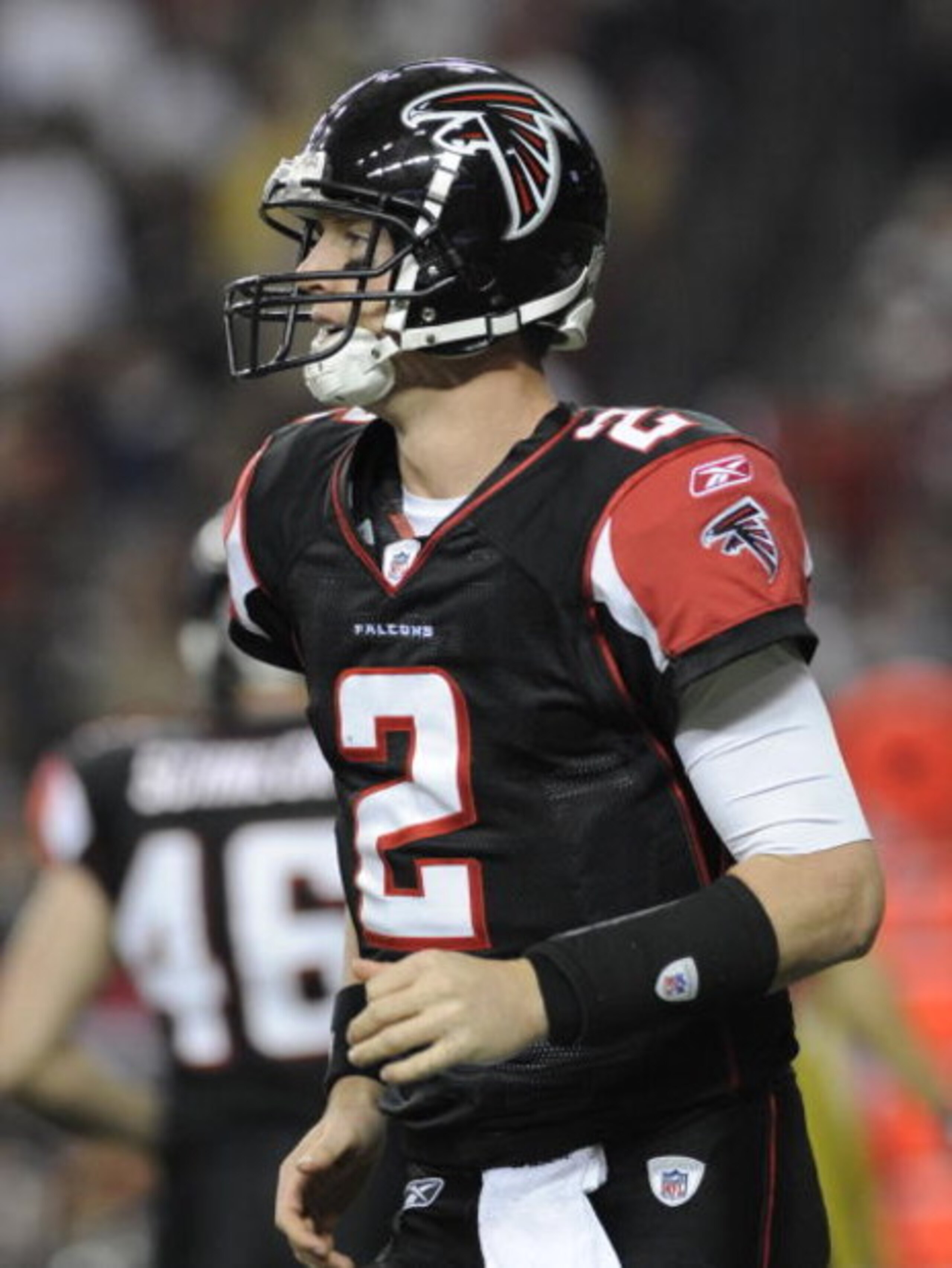 ATLANTA - DECEMBER 14: Quarterback Matt Ryan #2 of the Atlanta Falcons watches play against the Tampa Bay Buccaneers  at the Georgia Dome on December 14, 2008 in Atlanta, Georgia.  (Photo by Al Messerschmidt/Getty Images) 