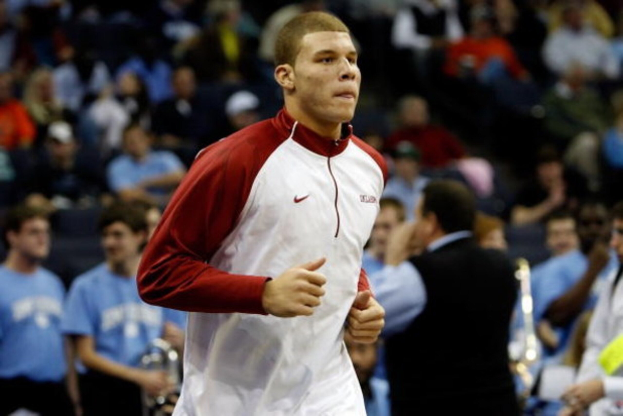 MEMPHIS, TN - MARCH 29:  Blake Griffin #23 of the Oklahoma Sooners runs out to the court before taking on the North Carolina Tar Heels during the NCAA Men's Basketball Tournament South Regional Final at the FedExForum on March 29, 2009 in Memphis, Tenness