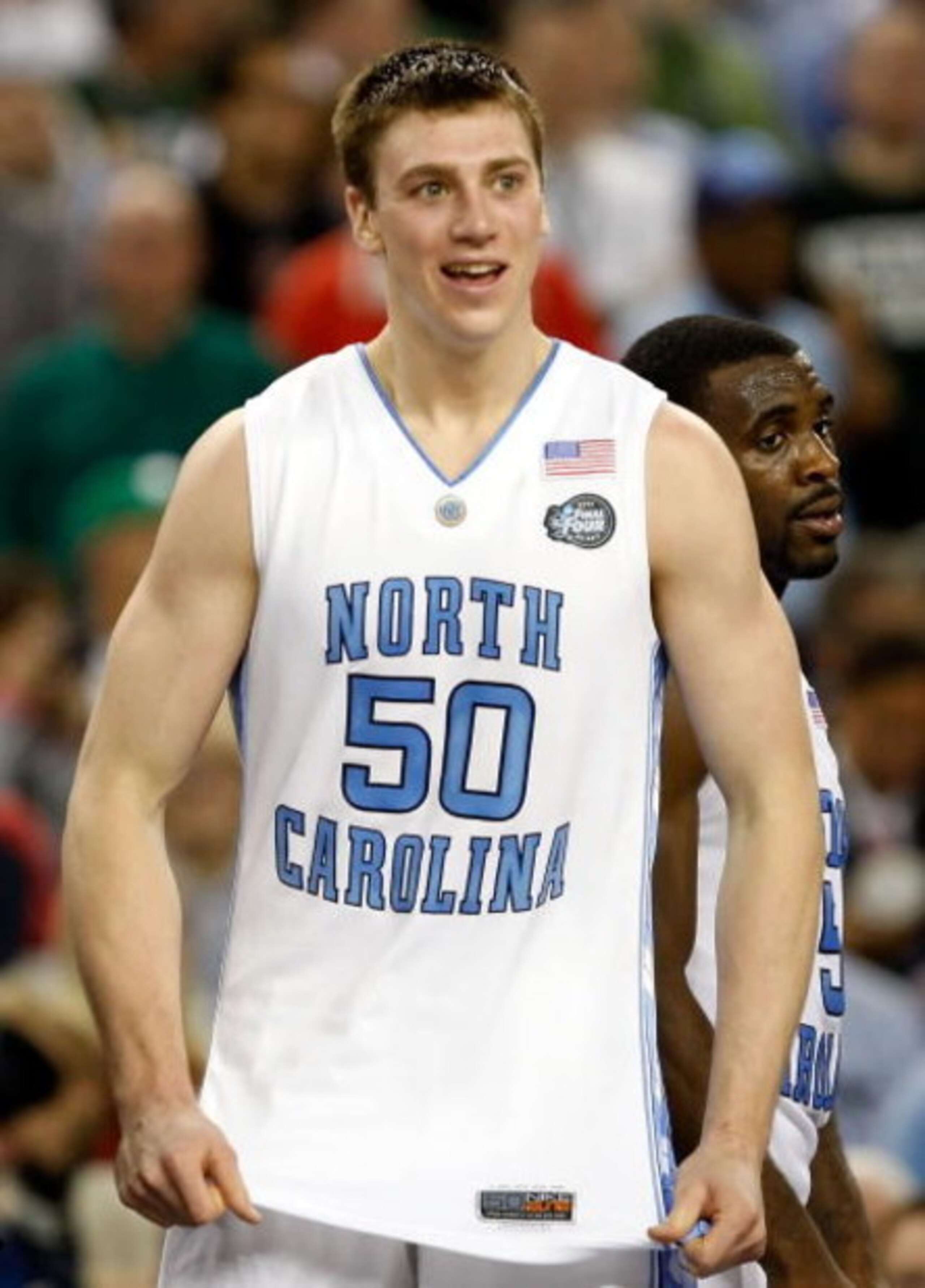 DETROIT - APRIL 06:  Tyler Hansbrough #50 of the North Carolina Tar Heels looks on while taking on the Michigan State Spartans during the 2009 NCAA Division I Men's Basketball National Championship game at Ford Field on April 6, 2009 in Detroit, Michigan.