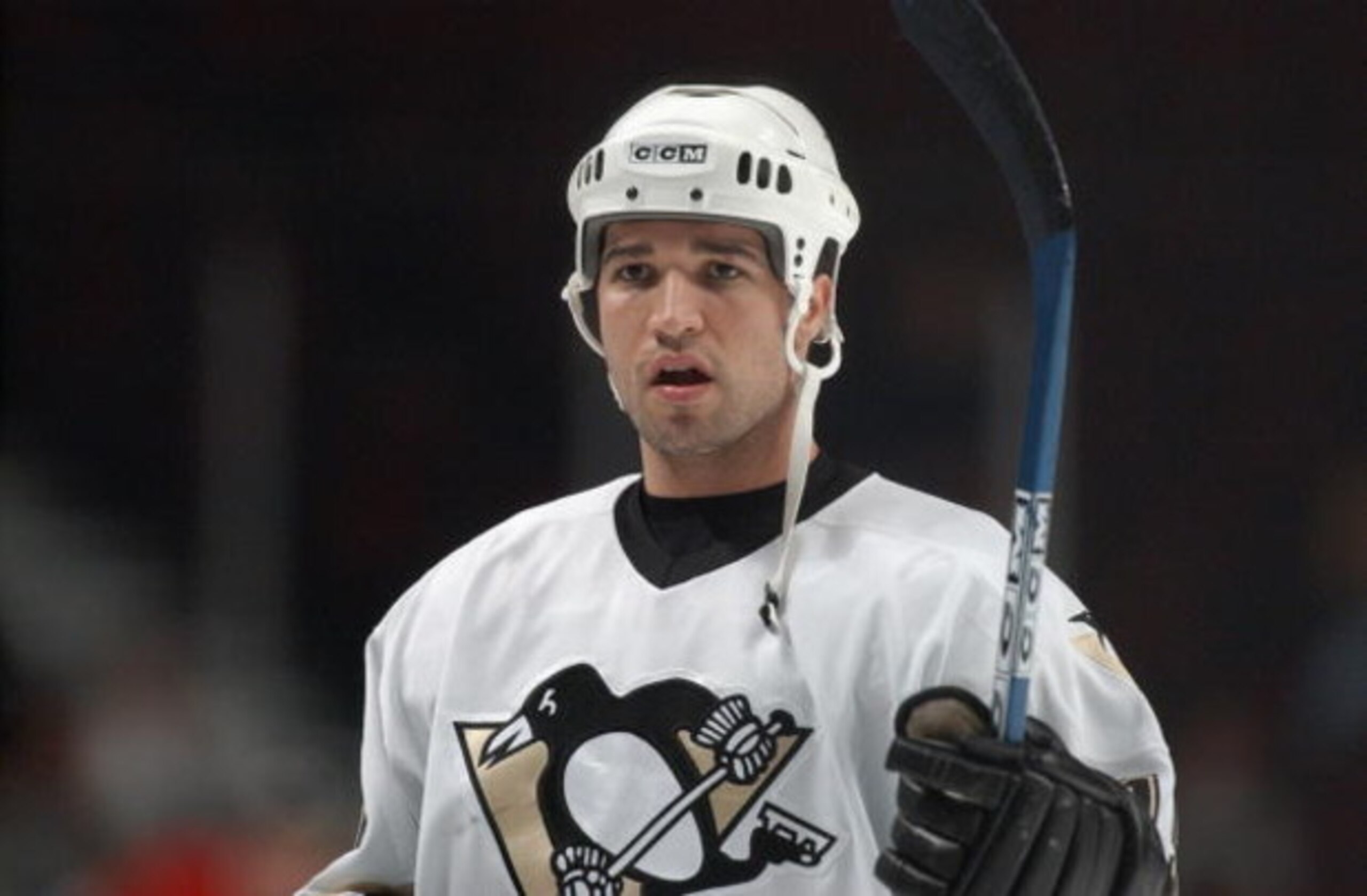 CHICAGO - OCTOBER 30:  Ramzi Abid #19 of the Pittsburgh Penguins looks on during warm up prior to a game against the Chicago Blackhawks on October 30, 2003 at the United Center in Chicago, Illinois.  The Penguins defeated the Blackhawks 1-0.   (Photo by J