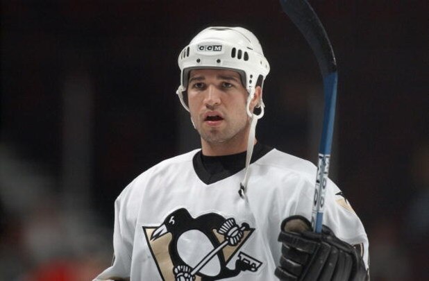 CHICAGO - OCTOBER 30:  Ramzi Abid #19 of the Pittsburgh Penguins looks on during warm up prior to a game against the Chicago Blackhawks on October 30, 2003 at the United Center in Chicago, Illinois.  The Penguins defeated the Blackhawks 1-0.   (Photo by J