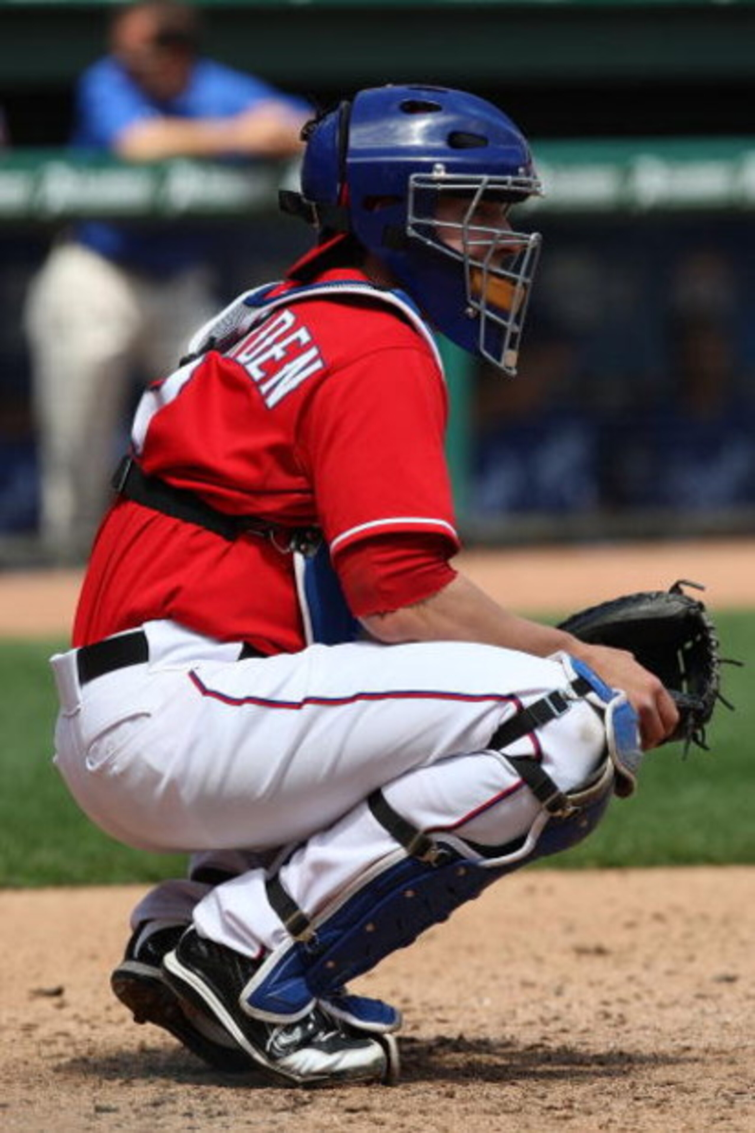 ARLINGTON, TX - APRIL 19: Catcher Taylor Teagarden #2 of the Texas Rangers on April 19, 2009 at Rangers Ballpark in Arlington, Texas. (Photo by Ronald Martinez/Getty Images) ARLINGTON, TX - APRIL 19: Catcher Taylor Teagarden #2 of the Texas Rangers on April 19, 2009 at Rangers Ballpark in Arlington, Texas. (Photo by Ronald Martinez/Getty Images)