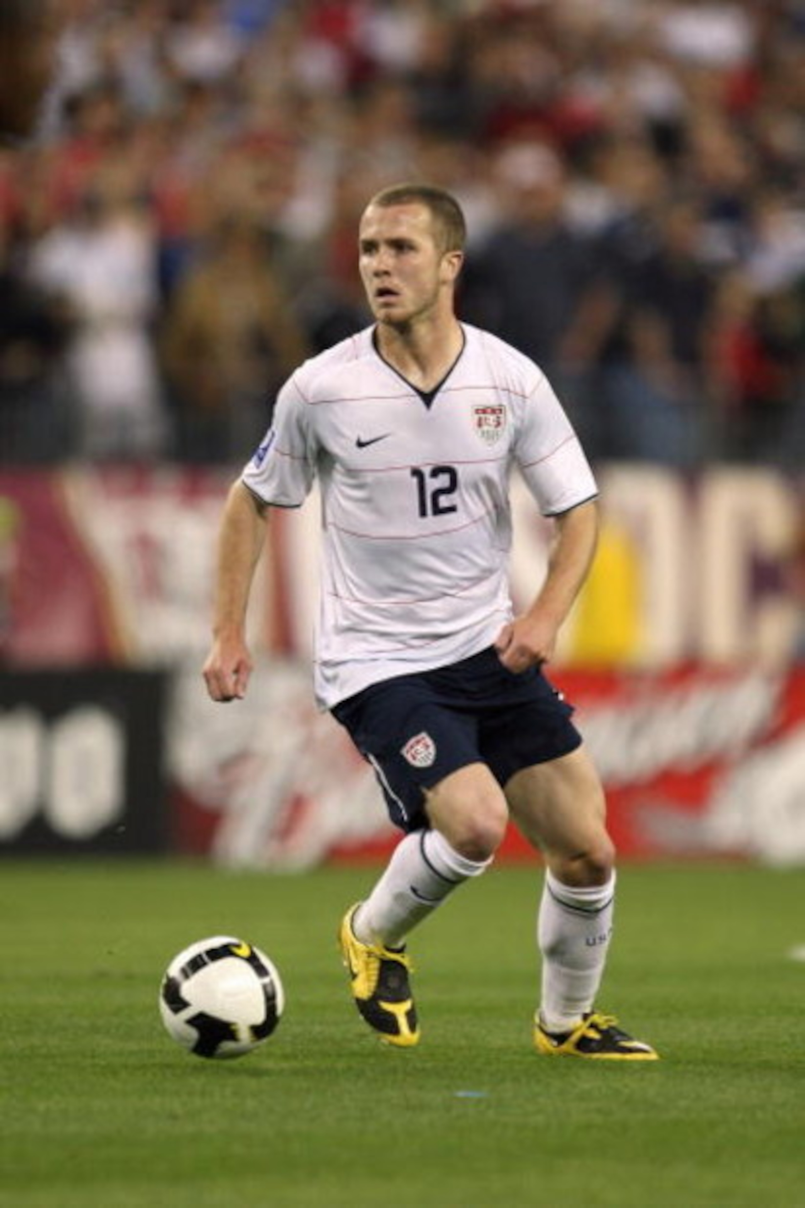 NASHVILLE, TN - APRIL 1:  Michael Bradley #12 of the United States looks to set up a play during a FIFA 2010 World Cup Qualifying match against Trinidad and Tobago on April 1, 2009 at LP Field in Nashville, Tennessee. The United States defeated Trinidad a