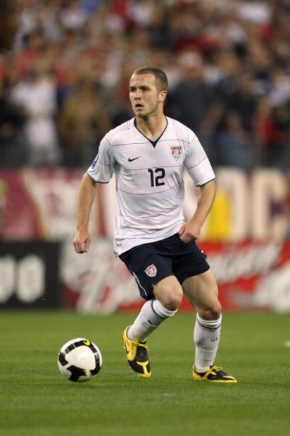 NASHVILLE, TN - APRIL 1:  Michael Bradley #12 of the United States looks to set up a play during a FIFA 2010 World Cup Qualifying match against Trinidad and Tobago on April 1, 2009 at LP Field in Nashville, Tennessee. The United States defeated Trinidad a