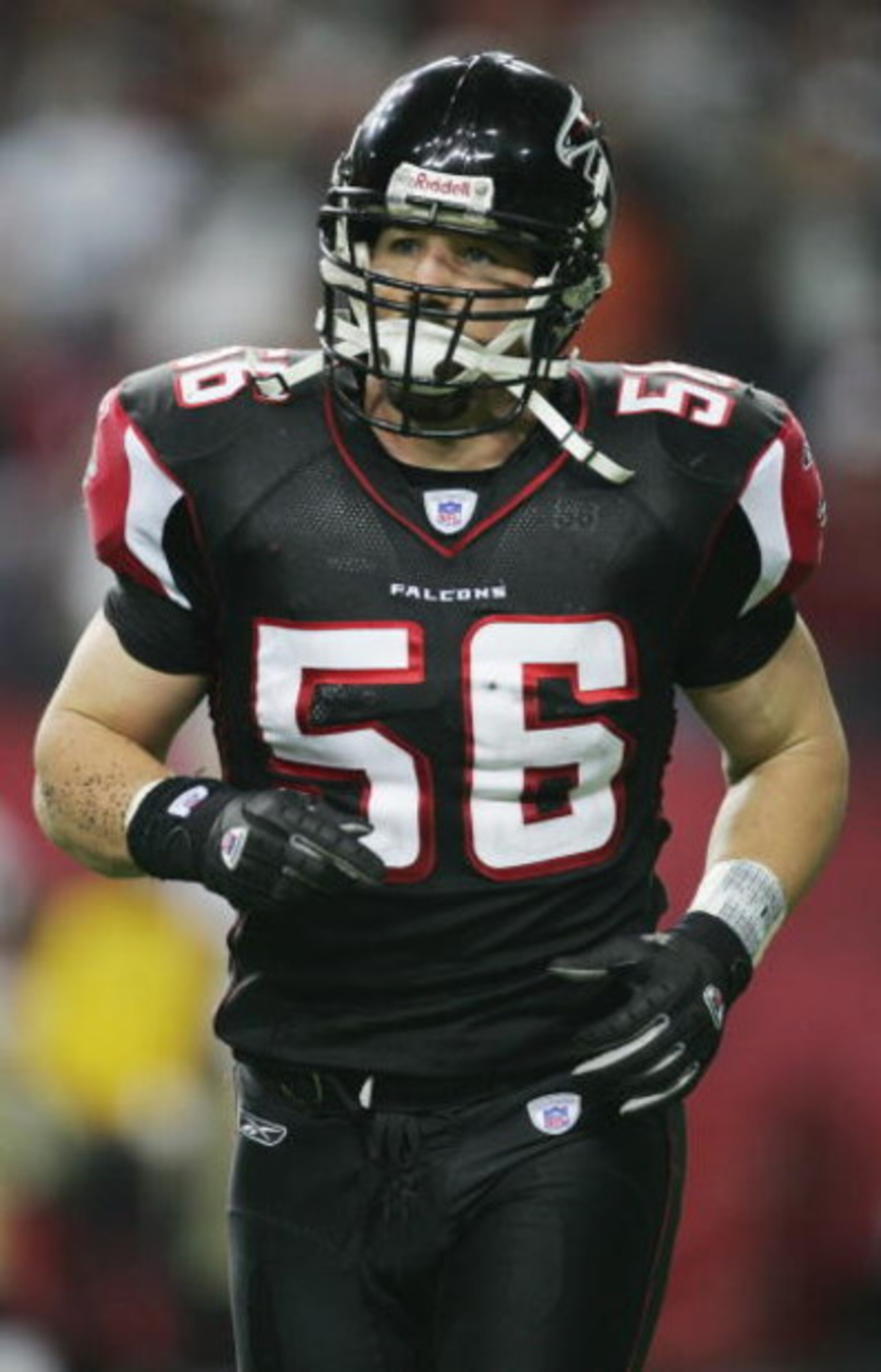 ATLANTA - NOVEMBER 28:  Linebacker Keith Brooking #56 of the Atlanta Falcons is seen on the field during the game against the New Orleans Saints at the Georgia Dome on November 28, 2004 in Atlanta, Georgia. The Falcons won 24-21.  (Photo by Scott Halleran
