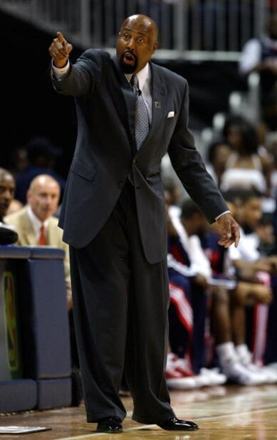 ATLANTA - MAY 09:  Head coach Mike Woodson of the Atlanta Hawks yells to his team against the Cleveland Cavaliers in Game Three of the Eastern Conference Semifinals during the 2009 NBA Playoffs at Philips Arena on May 9, 2009 in Atlanta, Georgia.  NOTE TO