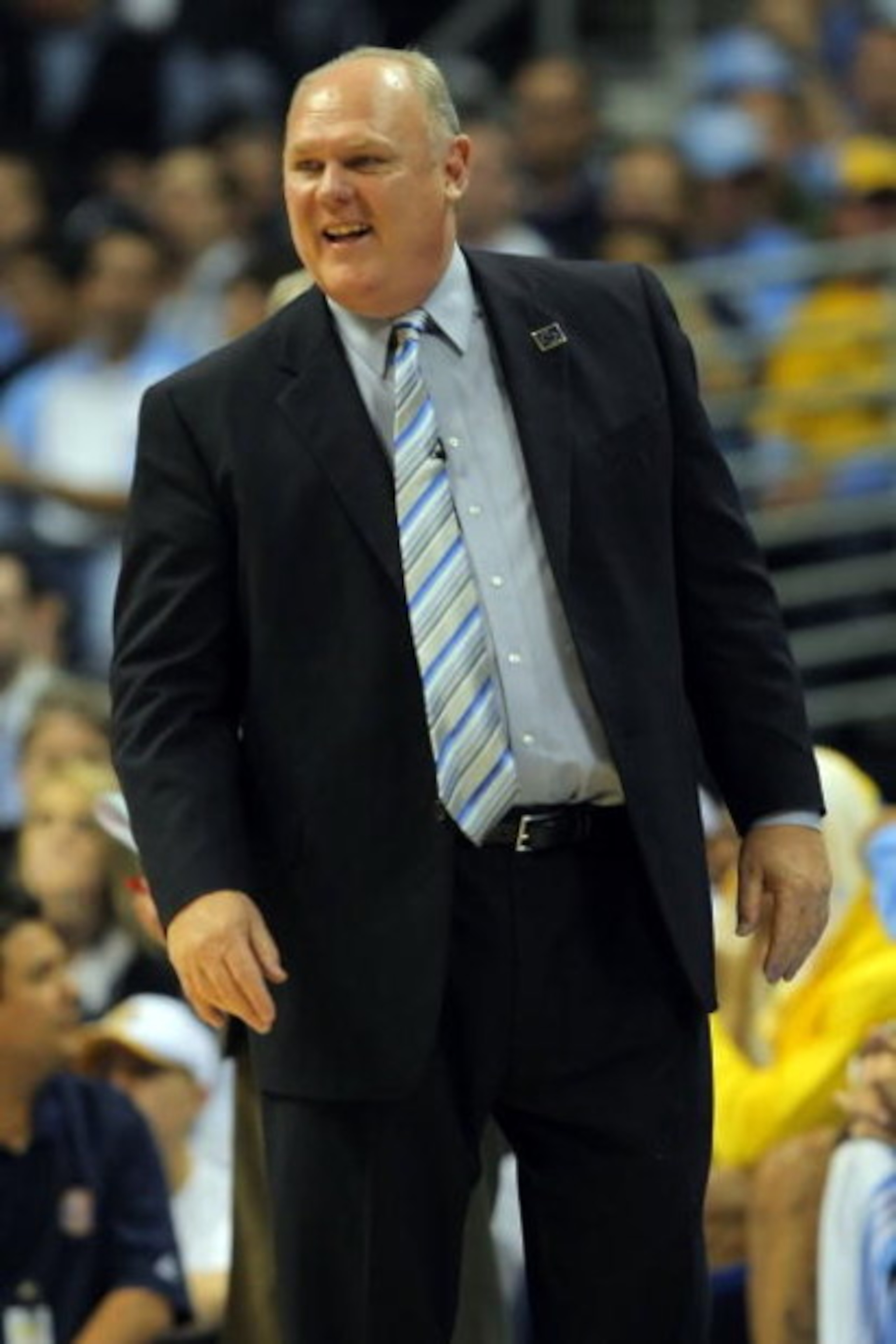 DENVER - MAY 23:  Head coach George Karl of the Denver Nuggets looks on from the bench in Game Three of the Western Conference Finals during the 2009 NBA Playoffs against the Los Angeles Lakers at Pepsi Center on May 23, 2009 in Denver, Colorado. NOTE TO 