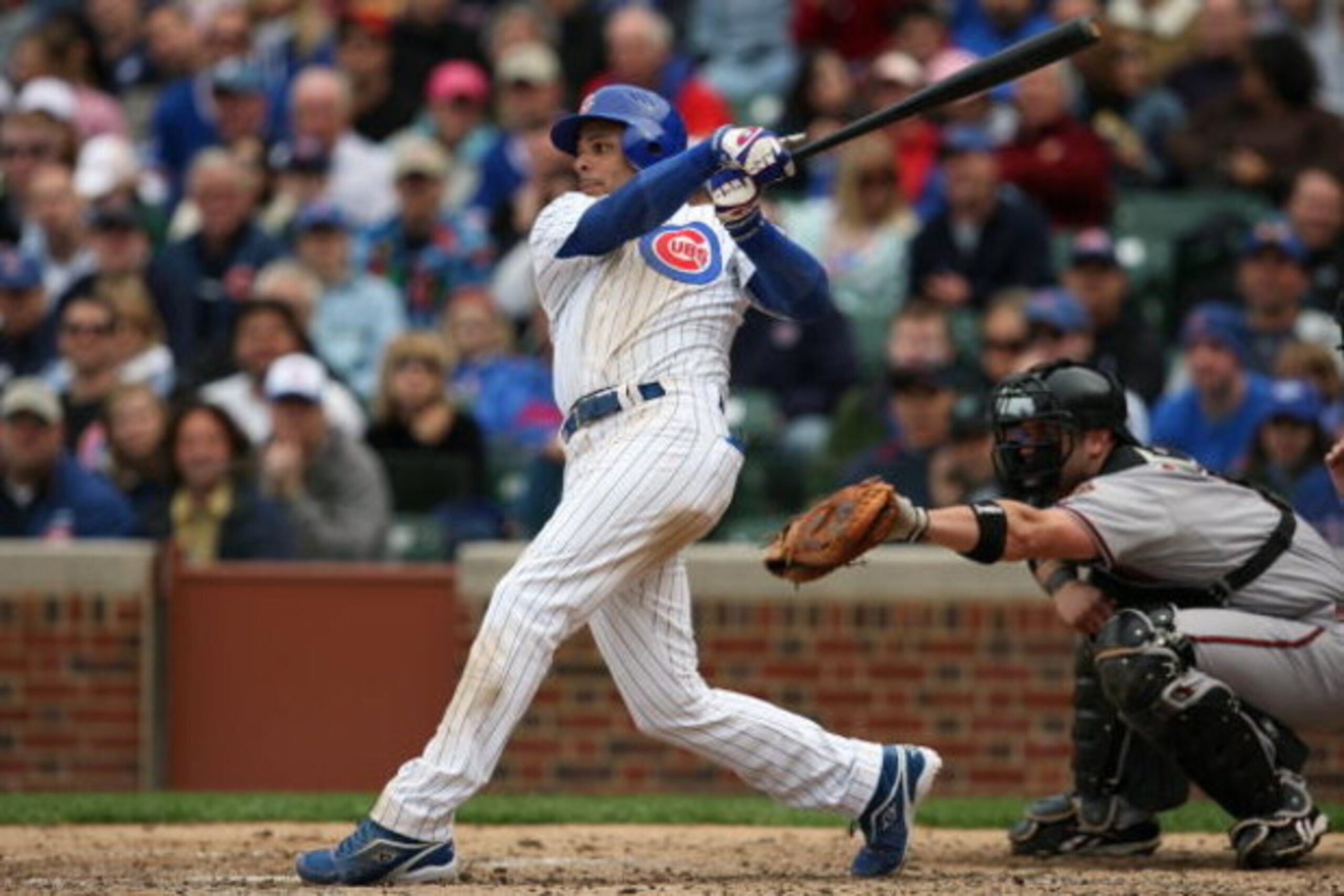 CHICAGO - MAY 10:  Aramis Ramirez #16 of the Chicago Cubs bats against the Arizona Diamondbacks on May 10, 2008 at Wrigley Field in Chicago, Illinois. (Photo by Jonathan Daniel/Getty Images) 