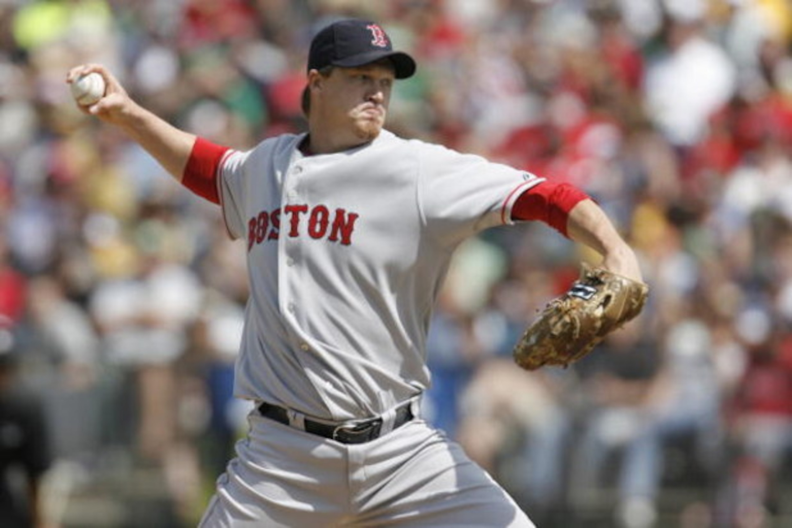 OAKLAND, CA - MAY 25:  Pitcher Mike Timlin #50 of the Boston Red Sox delivers a pitch during a game against the Oakland A's on May 25, 2008 at McAfee Coliseum in Oakland, California. Oakland won 6-3.  (Photo by Greg Trott/Getty Images)