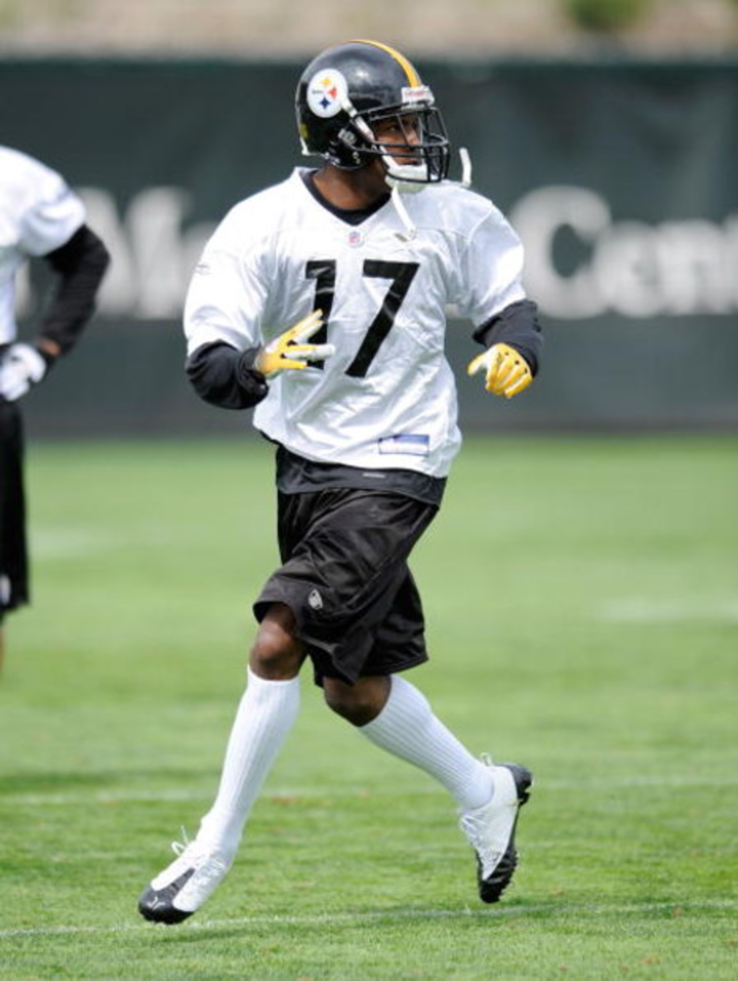 PITTSBURGH - MAY 01:  Mike Wallace #17 of the Pittsburgh Steelers runs a pass route during rookie training camp at the Pittsburgh Steelers Practice Facility on May 1, 2009 in Pittsburgh, Pennsylvania.  (Photo by Joe Sargent/Getty Images)