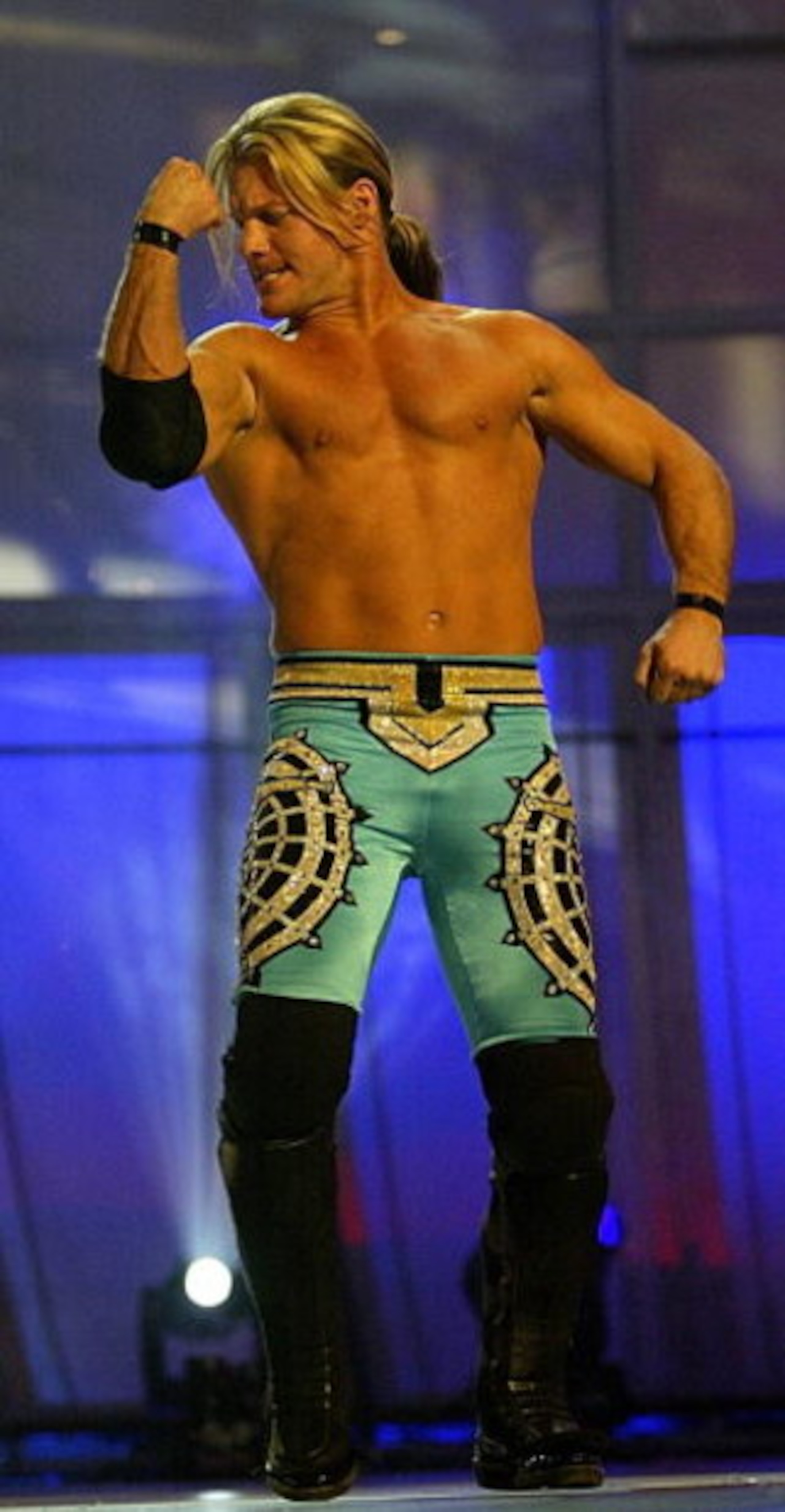 LAS VEGAS - DECEMBER 2:  (U.S. TABLOIDS OUT)   WWE wrestler Chris Jericho walks on stage during the '1st Annual Video Game Awards' at the MGM Grand Garden Arena December 2, 2003 in Las Vegas, Nevada.  The show premieres on Spike T.V. Thursday, December 4 