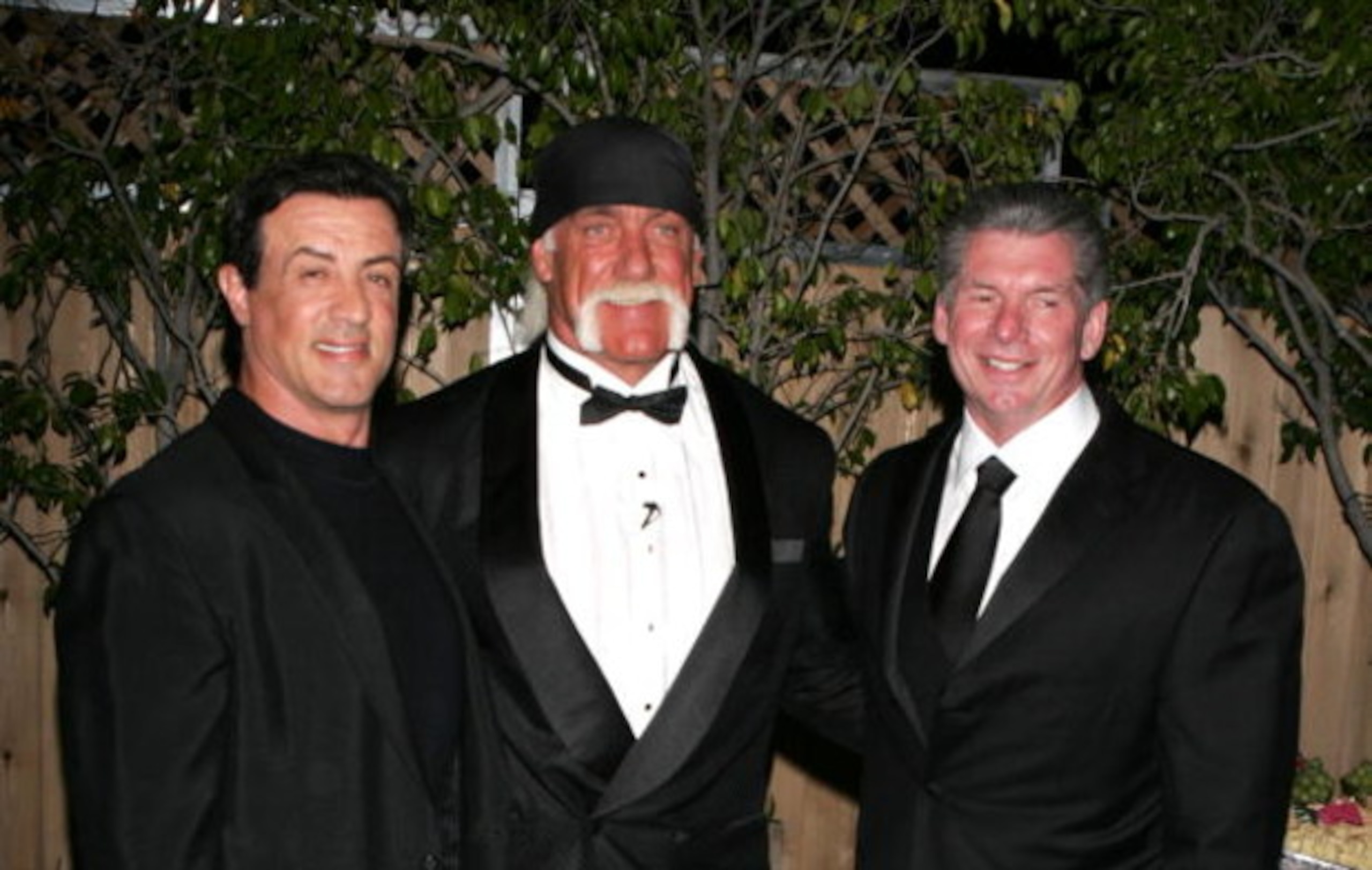 UNIVERSAL CITY, CA - APRIL 2:  Wrestler Hulk Hogan, Sylvester Stallone and Vince Mcmanon attend Sylvester Stallone's Induction of Hulk Hogan into WWE Hall of Fame  at Universal Amphitheatre on April 2, 2005 in Los Angeles, California.  (Photo by Frazer Ha